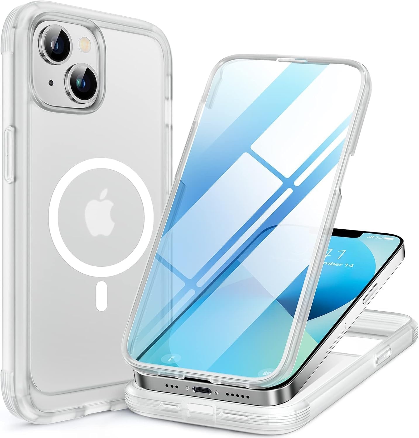 image:imageMiracase for iPhone SE Phone Case 3rd2nd Generation 2022 2020 FullBody with Builtin Glass Screen Protector Heavy Duty 360 Protective Shockproof Bumper Cover for iPhone 8SE BlackMagnetic Clear