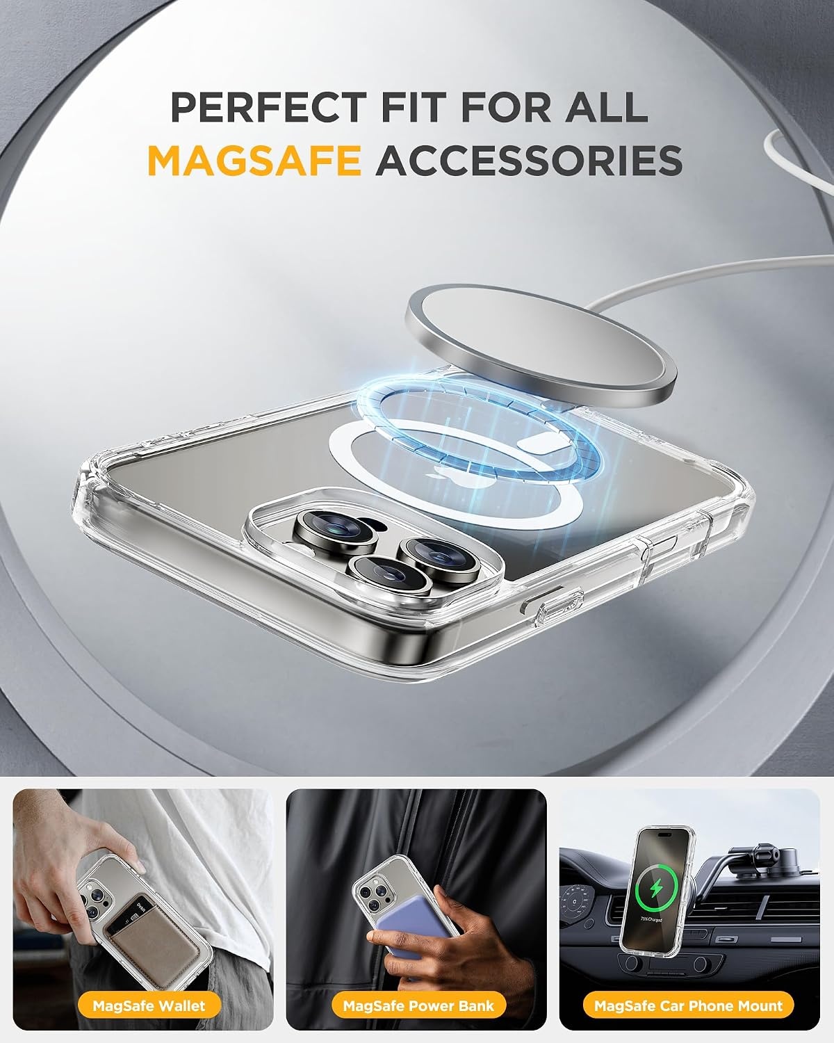 image:imageMiracase for iPhone SE Phone Case 3rd2nd Generation 2022 2020 FullBody with Builtin Glass Screen Protector Heavy Duty 360 Protective Shockproof Bumper Cover for iPhone 8SE BlackMagnetic Clear