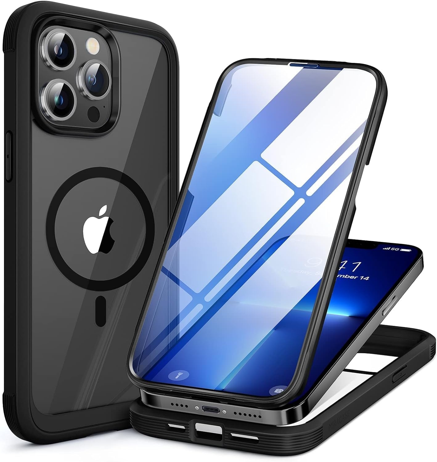 image:imageMiracase for iPhone SE Phone Case 3rd2nd Generation 2022 2020 FullBody with Builtin Glass Screen Protector Heavy Duty 360 Protective Shockproof Bumper Cover for iPhone 8SE BlackMagnetic Classic Black
