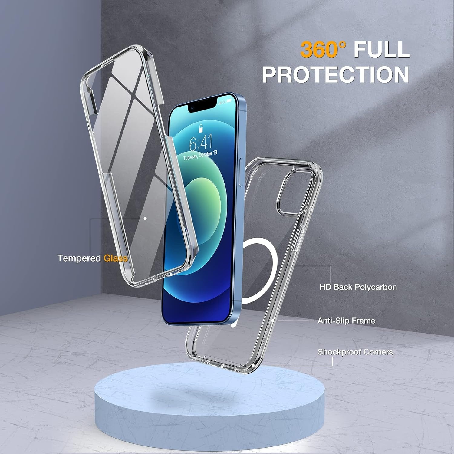 image:imageMiracase for iPhone SE Phone Case 3rd2nd Generation 2022 2020 FullBody with Builtin Glass Screen Protector Heavy Duty 360 Protective Shockproof Bumper Cover for iPhone 8SE BlackMagnetic Clear