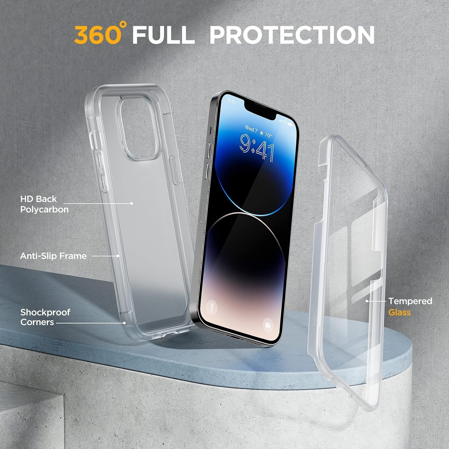 image:imageMiracase for iPhone SE Phone Case 3rd2nd Generation 2022 2020 FullBody with Builtin Glass Screen Protector Heavy Duty 360 Protective Shockproof Bumper Cover for iPhone 8SE BlackMagnetic Matte Clear