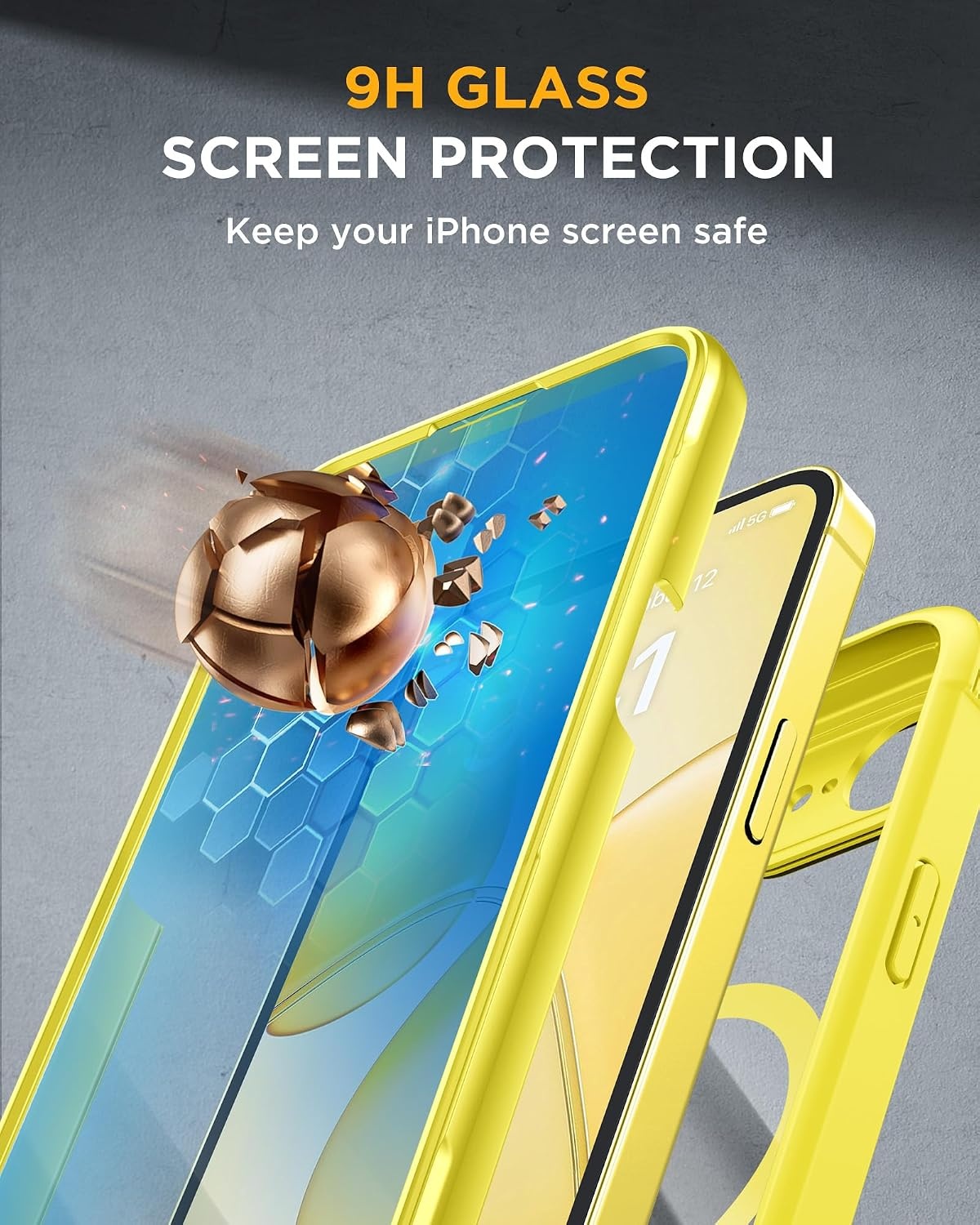 image:imageMiracase for iPhone SE Phone Case 3rd2nd Generation 2022 2020 FullBody with Builtin Glass Screen Protector Heavy Duty 360 Protective Shockproof Bumper Cover for iPhone 8SE BlackMagnetic Yellow