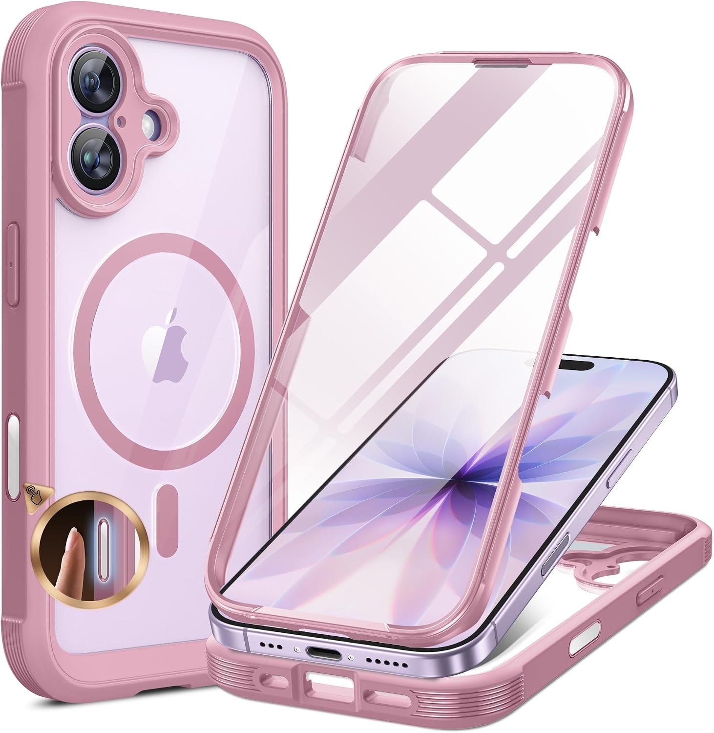 image:imageMiracase for iPhone SE Phone Case 3rd2nd Generation 2022 2020 FullBody with Builtin Glass Screen Protector Heavy Duty 360 Protective Shockproof Bumper Cover for iPhone 8SE BlackPurple
