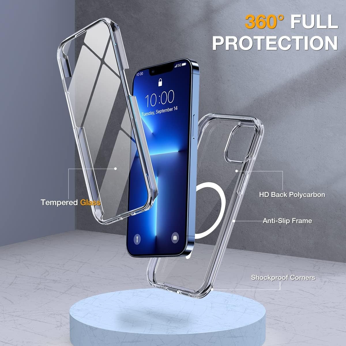 image:imageMiracase for iPhone SE Phone Case 3rd2nd Generation 2022 2020 FullBody with Builtin Glass Screen Protector Heavy Duty 360 Protective Shockproof Bumper Cover for iPhone 8SE BlackMagnetic Clear