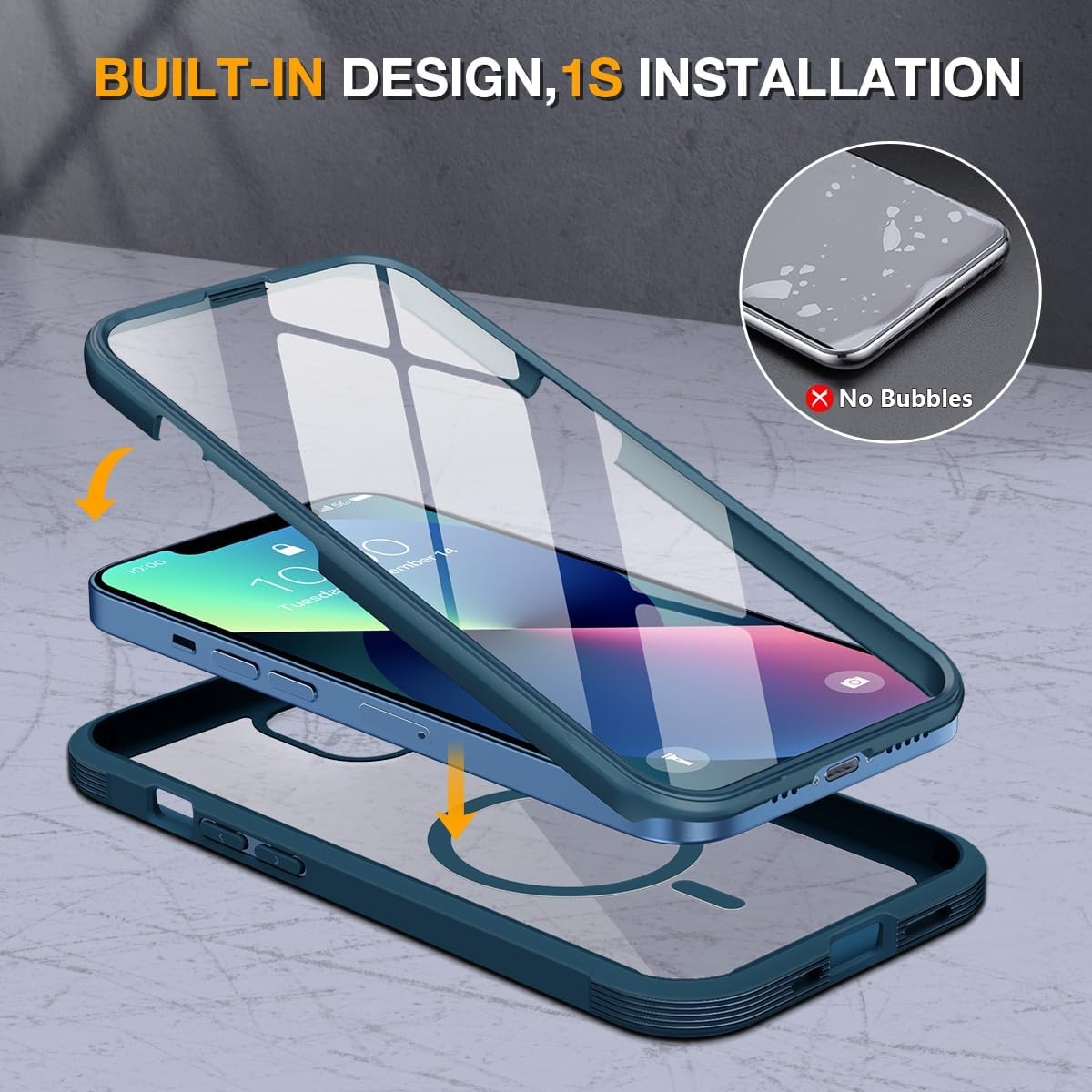 image:imageMiracase for iPhone SE Phone Case 3rd2nd Generation 2022 2020 FullBody with Builtin Glass Screen Protector Heavy Duty 360 Protective Shockproof Bumper Cover for iPhone 8SE BlackMagnetic Blue