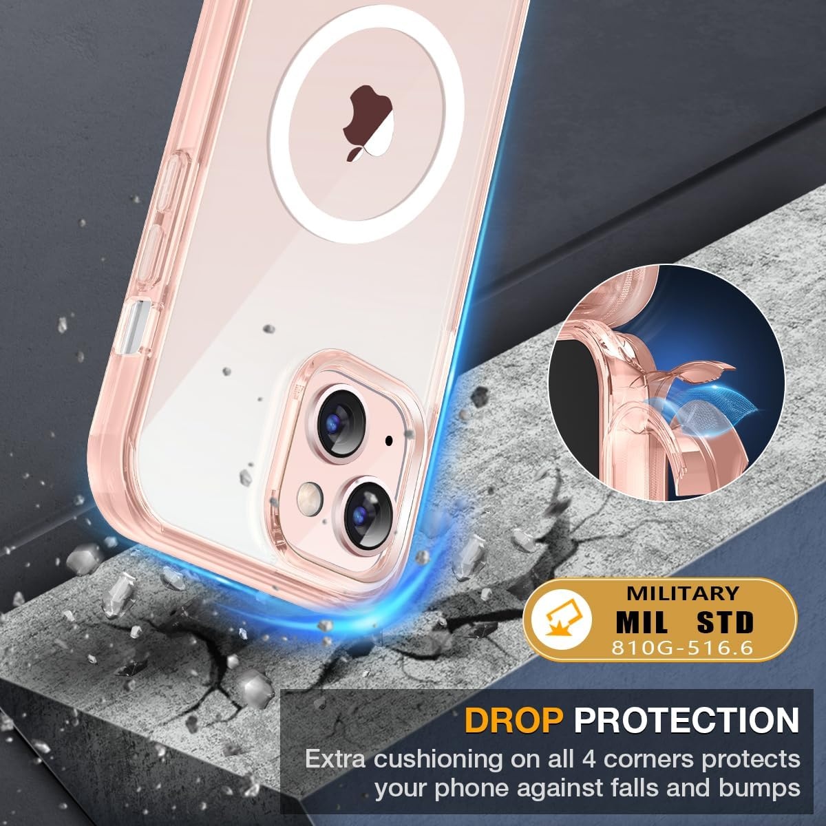 image:imageMiracase for iPhone SE Phone Case 3rd2nd Generation 2022 2020 FullBody with Builtin Glass Screen Protector Heavy Duty 360 Protective Shockproof Bumper Cover for iPhone 8SE BlackMagnetic Clear Pink
