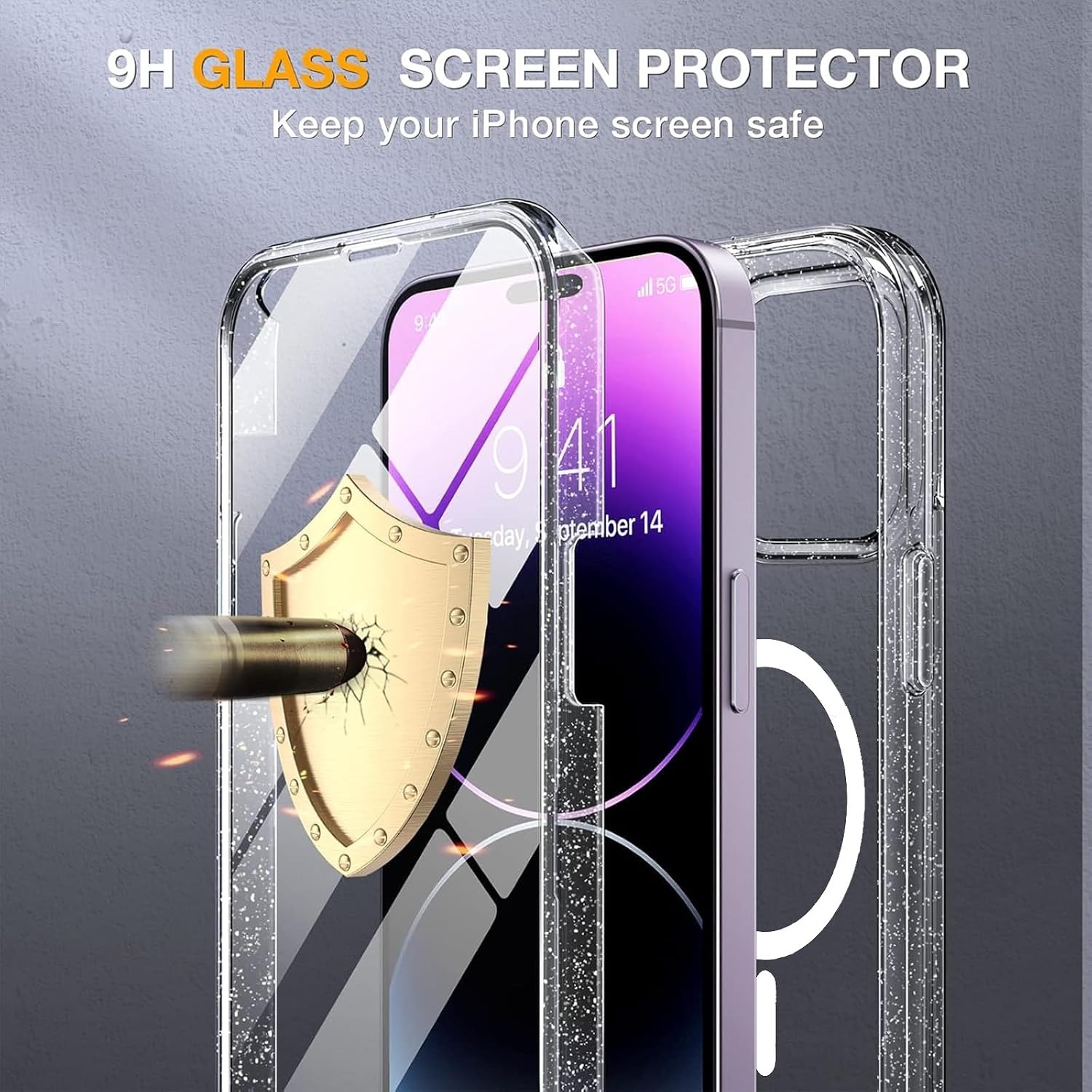 image:imageMiracase for iPhone SE Phone Case 3rd2nd Generation 2022 2020 FullBody with Builtin Glass Screen Protector Heavy Duty 360 Protective Shockproof Bumper Cover for iPhone 8SE BlackMagnetic Clear Glitter