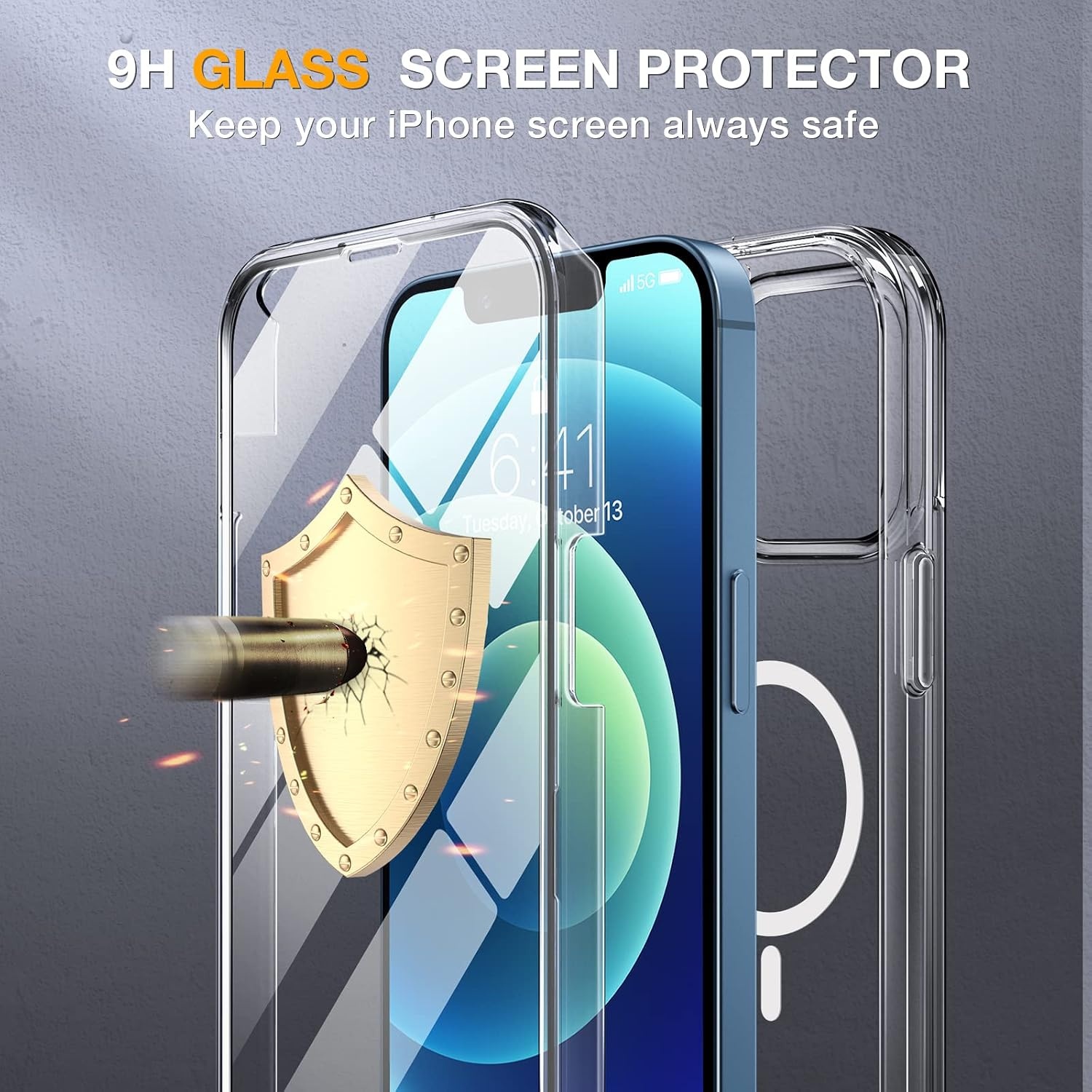 image:imageMiracase for iPhone SE Phone Case 3rd2nd Generation 2022 2020 FullBody with Builtin Glass Screen Protector Heavy Duty 360 Protective Shockproof Bumper Cover for iPhone 8SE BlackMagnetic Clear