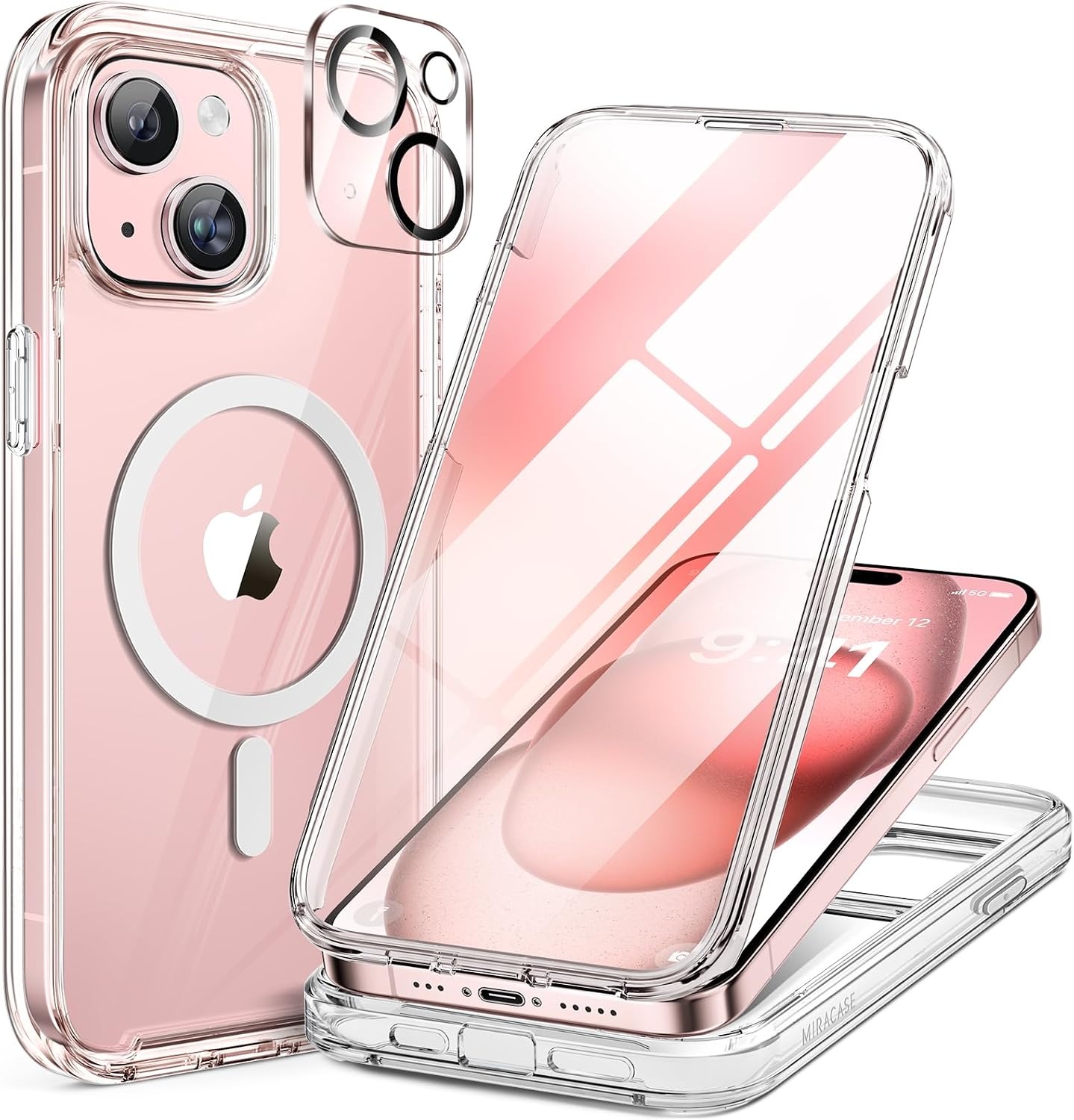 image:imageMiracase for iPhone SE Phone Case 3rd2nd Generation 2022 2020 FullBody with Builtin Glass Screen Protector Heavy Duty 360 Protective Shockproof Bumper Cover for iPhone 8SE BlackMagnetic Clear