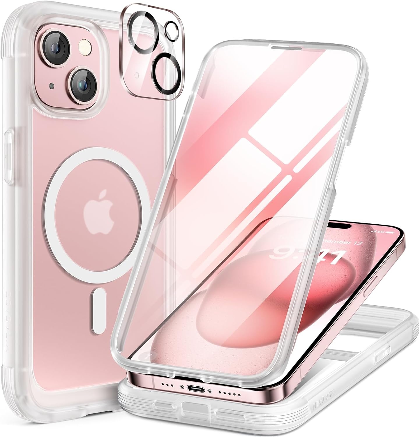 image:imageMiracase for iPhone SE Phone Case 3rd2nd Generation 2022 2020 FullBody with Builtin Glass Screen Protector Heavy Duty 360 Protective Shockproof Bumper Cover for iPhone 8SE BlackMagnetic Matte Clear