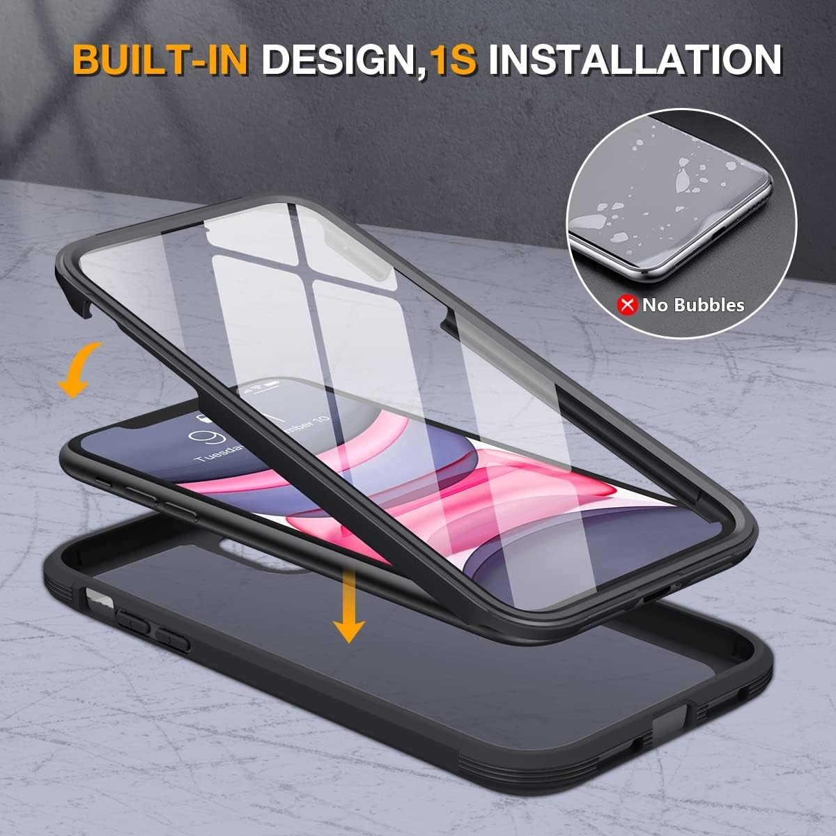 image:imageMiracase for iPhone SE Phone Case 3rd2nd Generation 2022 2020 FullBody with Builtin Glass Screen Protector Heavy Duty 360 Protective Shockproof Bumper Cover for iPhone 8SE BlackMatte Black