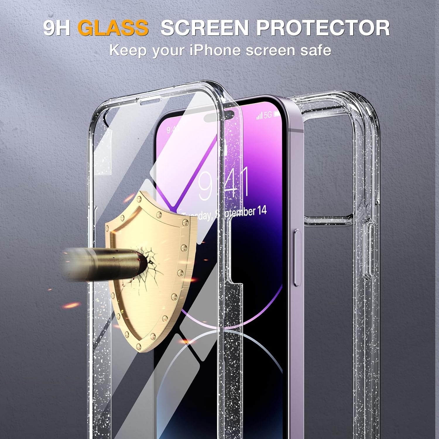 image:imageMiracase for iPhone SE Phone Case 3rd2nd Generation 2022 2020 FullBody with Builtin Glass Screen Protector Heavy Duty 360 Protective Shockproof Bumper Cover for iPhone 8SE BlackClear Glitter