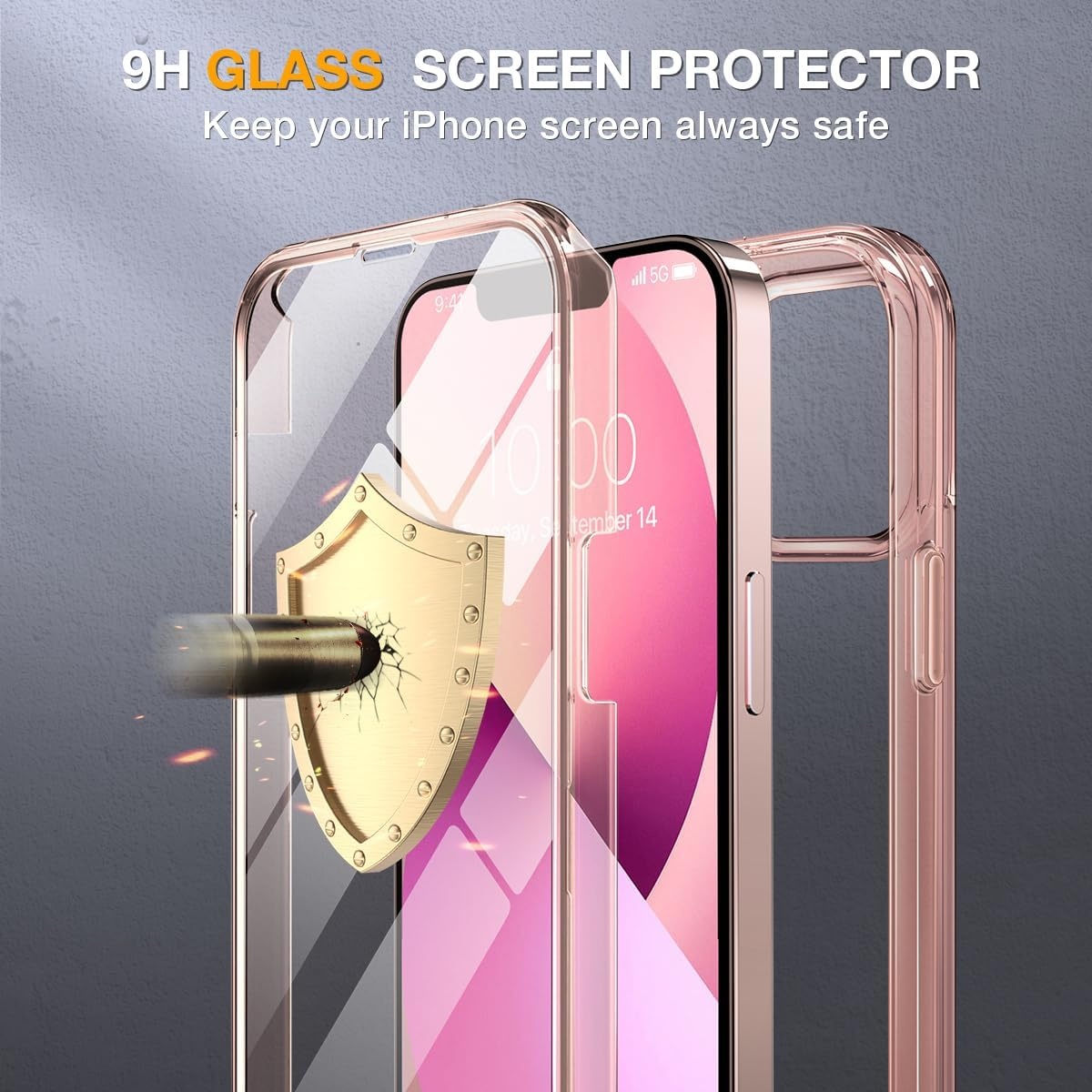 image:imageMiracase for iPhone SE Phone Case 3rd2nd Generation 2022 2020 FullBody with Builtin Glass Screen Protector Heavy Duty 360 Protective Shockproof Bumper Cover for iPhone 8SE BlackMagnetic Clear Pink