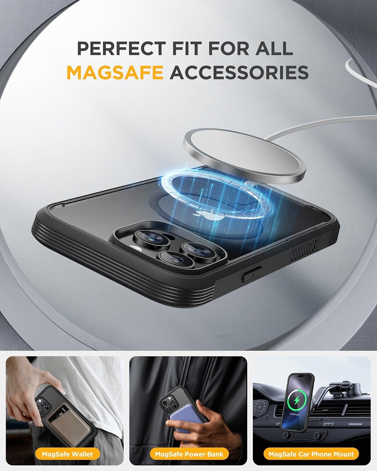 image:imageMiracase for iPhone SE Phone Case 3rd2nd Generation 2022 2020 FullBody with Builtin Glass Screen Protector Heavy Duty 360 Protective Shockproof Bumper Cover for iPhone 8SE BlackMagnetic Classic Black
