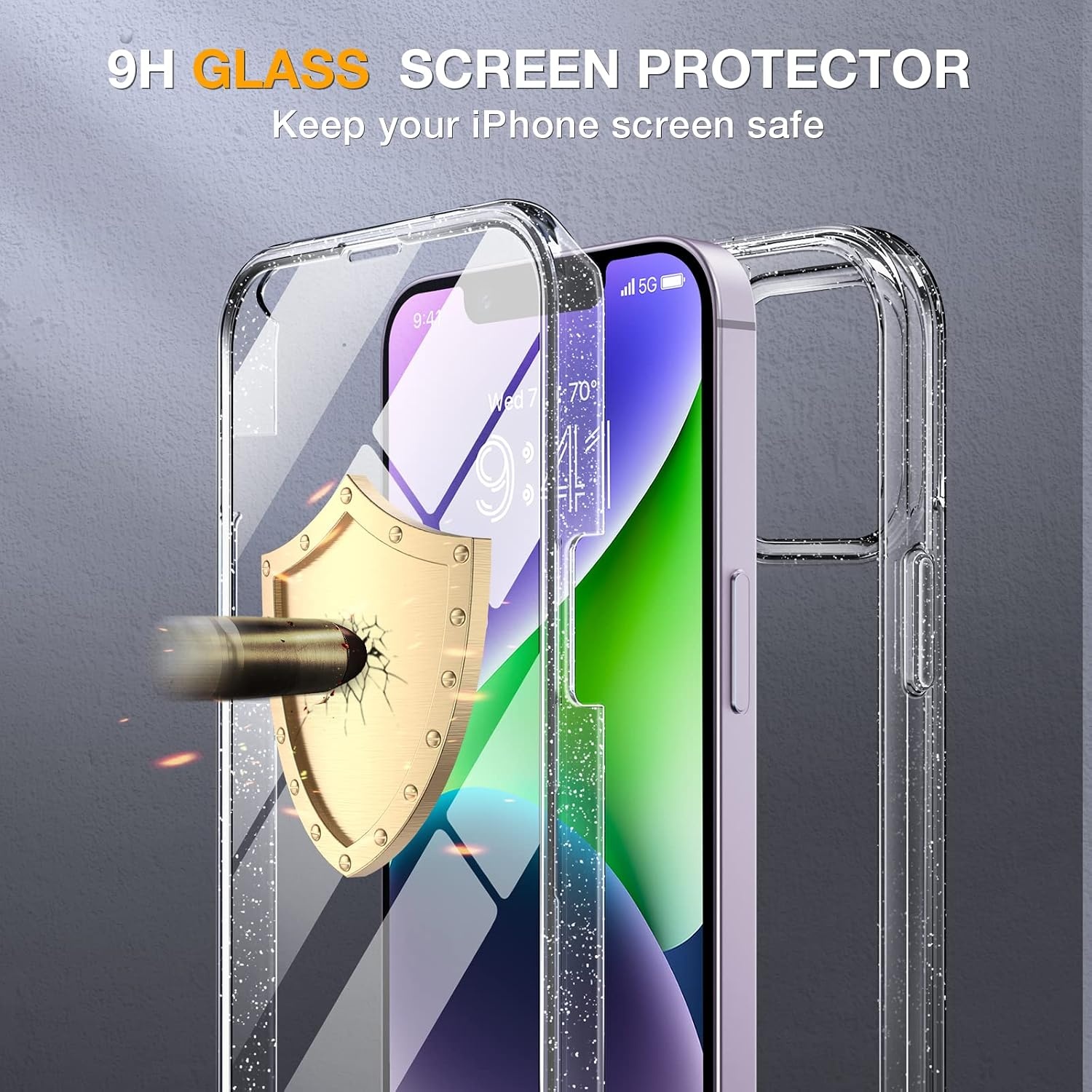 image:imageMiracase for iPhone SE Phone Case 3rd2nd Generation 2022 2020 FullBody with Builtin Glass Screen Protector Heavy Duty 360 Protective Shockproof Bumper Cover for iPhone 8SE BlackClear Glitter