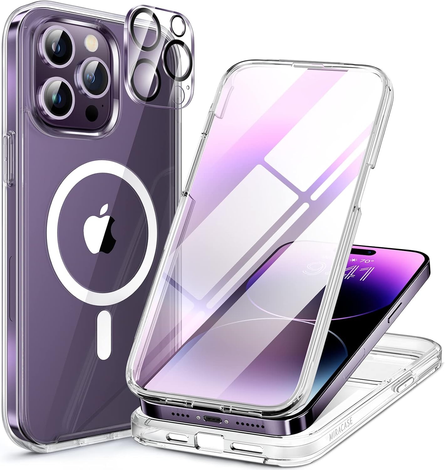 image:imageMiracase for iPhone SE Phone Case 3rd2nd Generation 2022 2020 FullBody with Builtin Glass Screen Protector Heavy Duty 360 Protective Shockproof Bumper Cover for iPhone 8SE BlackMagnetic Clear