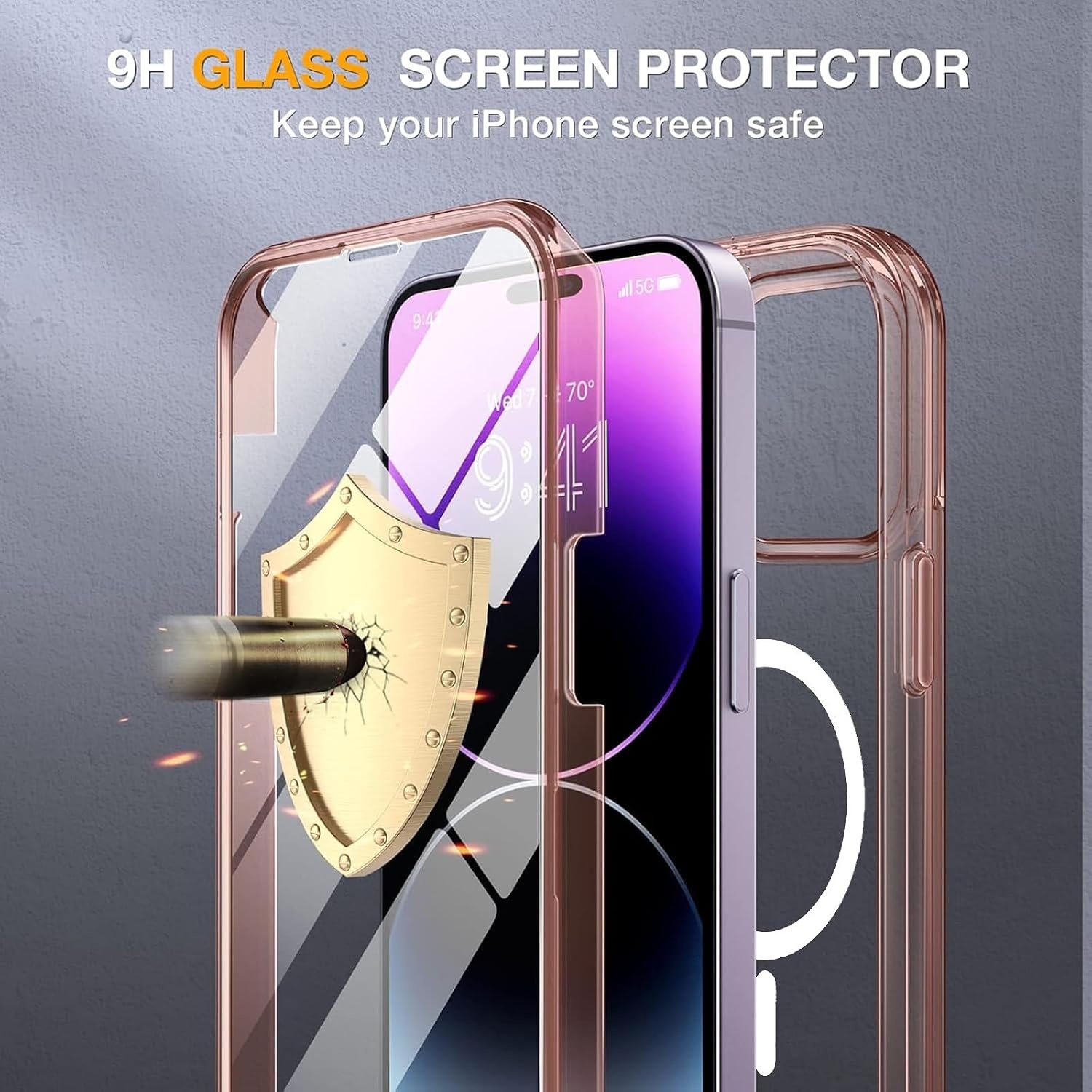 image:imageMiracase for iPhone SE Phone Case 3rd2nd Generation 2022 2020 FullBody with Builtin Glass Screen Protector Heavy Duty 360 Protective Shockproof Bumper Cover for iPhone 8SE BlackMagnetic Clear Pink