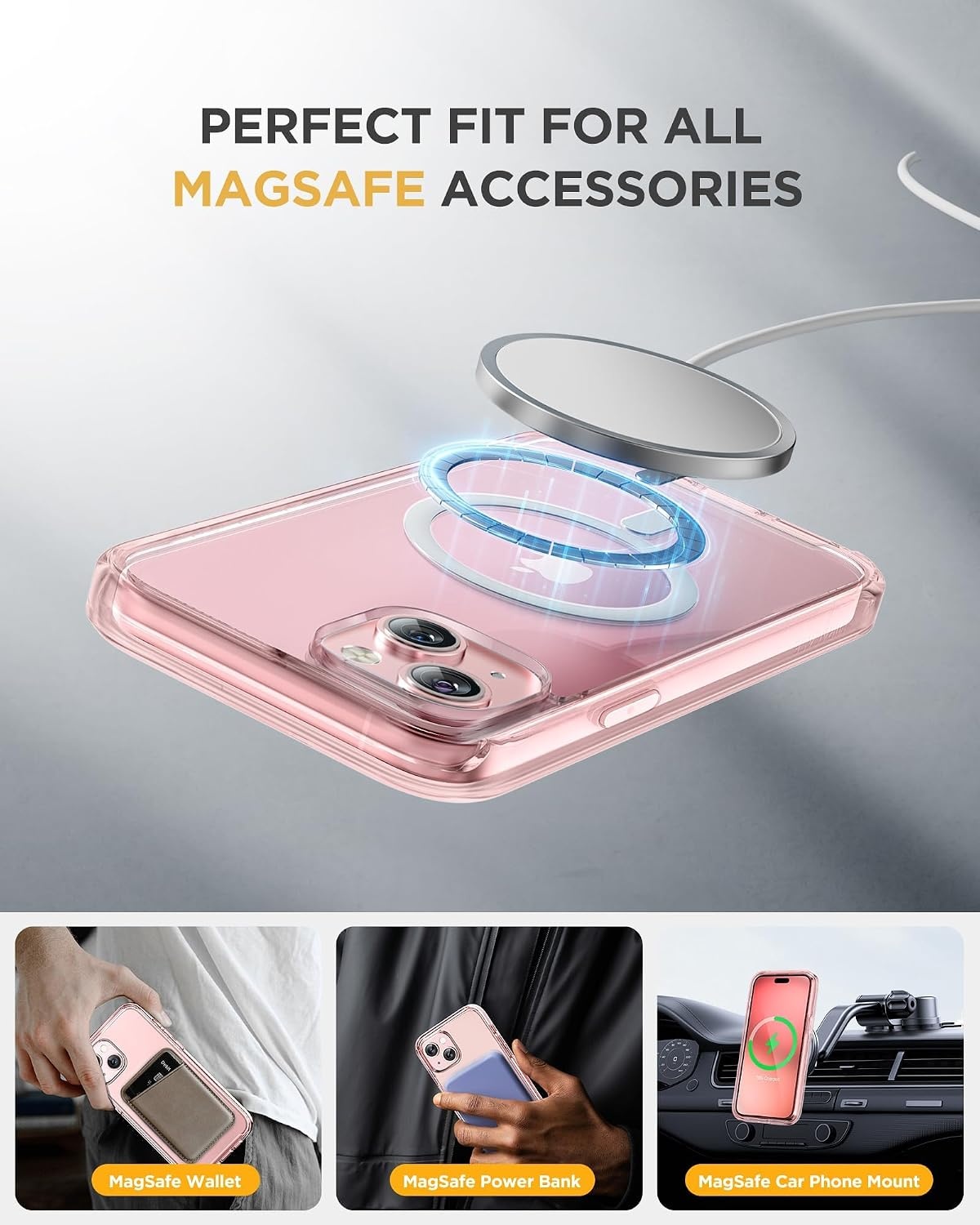 image:imageMiracase for iPhone SE Phone Case 3rd2nd Generation 2022 2020 FullBody with Builtin Glass Screen Protector Heavy Duty 360 Protective Shockproof Bumper Cover for iPhone 8SE BlackMagnetic Clear Pink