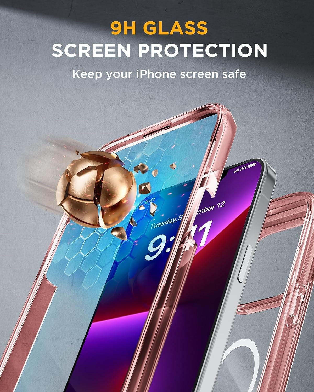 image:imageMiracase for iPhone SE Phone Case 3rd2nd Generation 2022 2020 FullBody with Builtin Glass Screen Protector Heavy Duty 360 Protective Shockproof Bumper Cover for iPhone 8SE BlackMagnetic Clear Pink