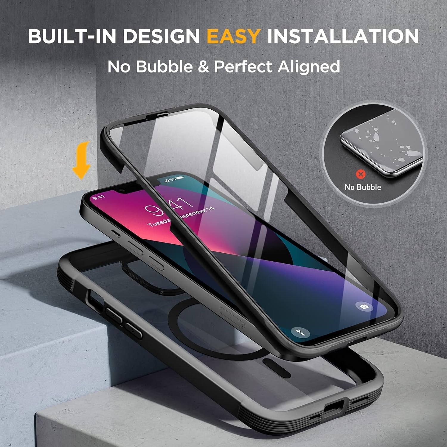 image:imageMiracase for iPhone SE Phone Case 3rd2nd Generation 2022 2020 FullBody with Builtin Glass Screen Protector Heavy Duty 360 Protective Shockproof Bumper Cover for iPhone 8SE BlackMagnetic Classic Black