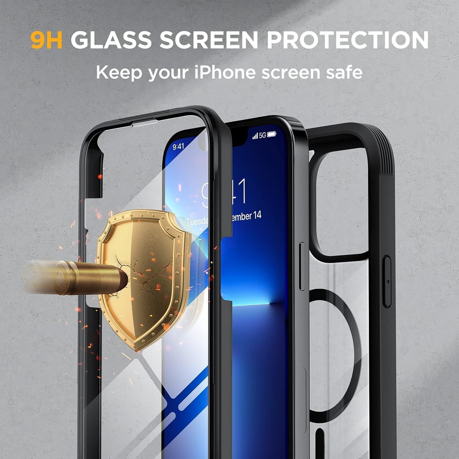 image:imageMiracase for iPhone SE Phone Case 3rd2nd Generation 2022 2020 FullBody with Builtin Glass Screen Protector Heavy Duty 360 Protective Shockproof Bumper Cover for iPhone 8SE BlackMagnetic Classic Black