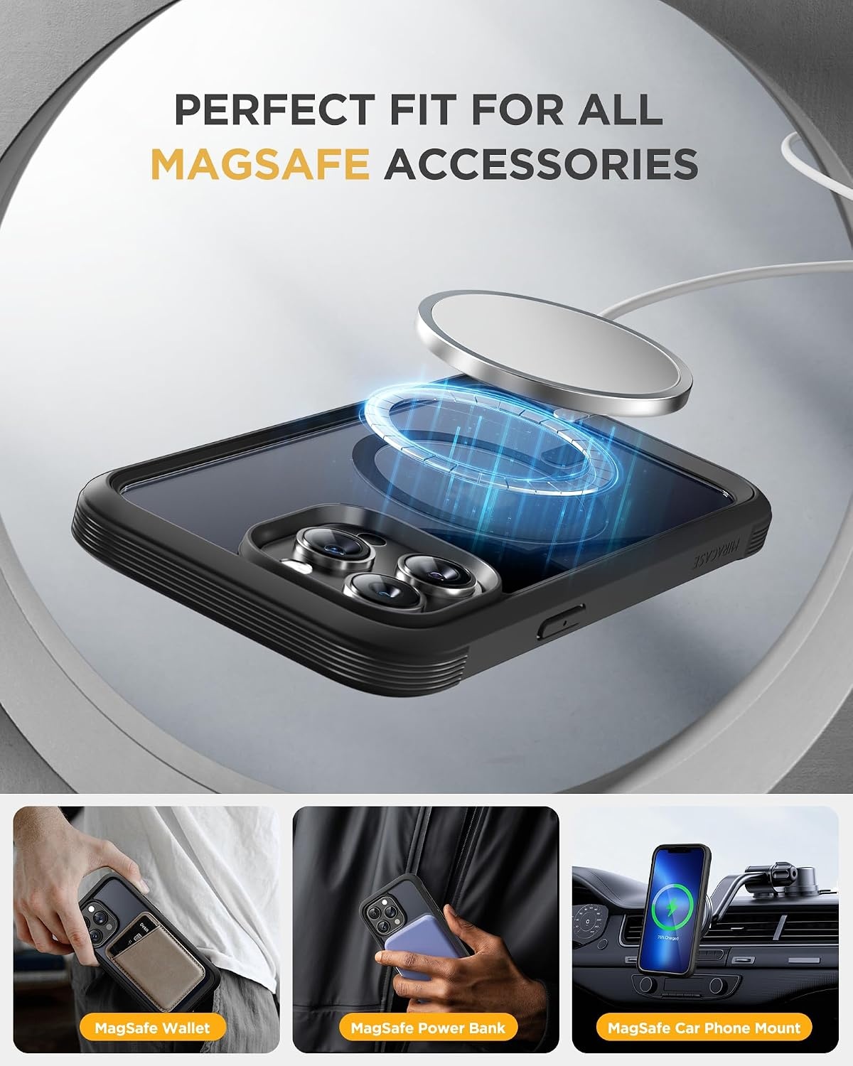 image:imageMiracase for iPhone SE Phone Case 3rd2nd Generation 2022 2020 FullBody with Builtin Glass Screen Protector Heavy Duty 360 Protective Shockproof Bumper Cover for iPhone 8SE BlackMagnetic Matte Black