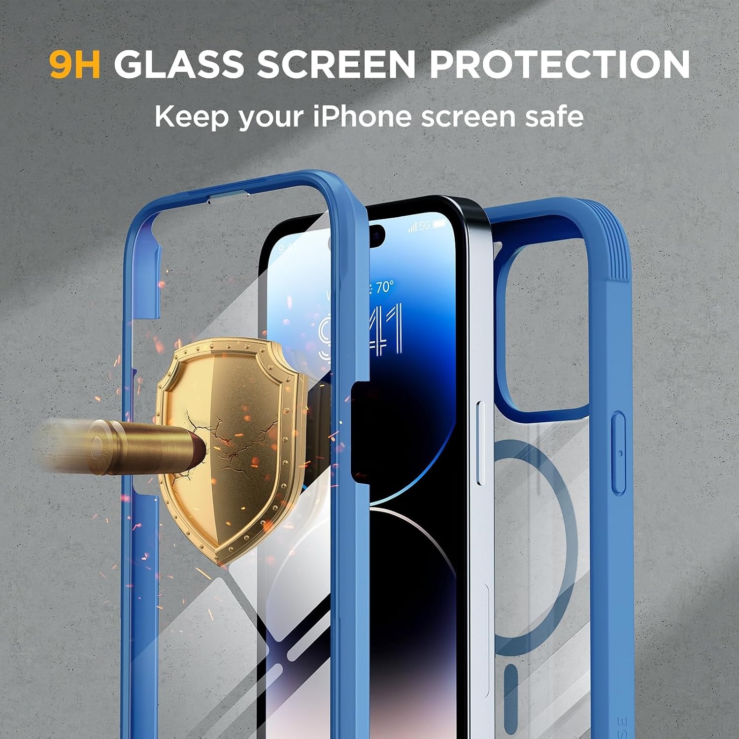 image:imageMiracase for iPhone SE Phone Case 3rd2nd Generation 2022 2020 FullBody with Builtin Glass Screen Protector Heavy Duty 360 Protective Shockproof Bumper Cover for iPhone 8SE BlackMagnetic Blue