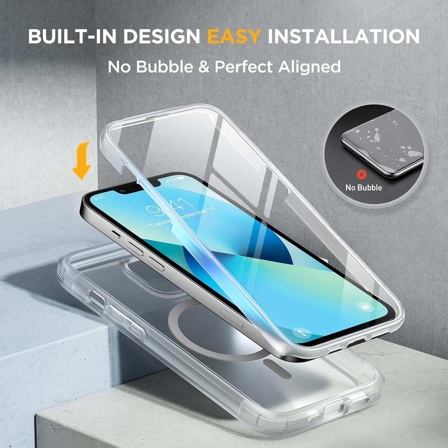 image:imageMiracase for iPhone SE Phone Case 3rd2nd Generation 2022 2020 FullBody with Builtin Glass Screen Protector Heavy Duty 360 Protective Shockproof Bumper Cover for iPhone 8SE BlackMagnetic Clear