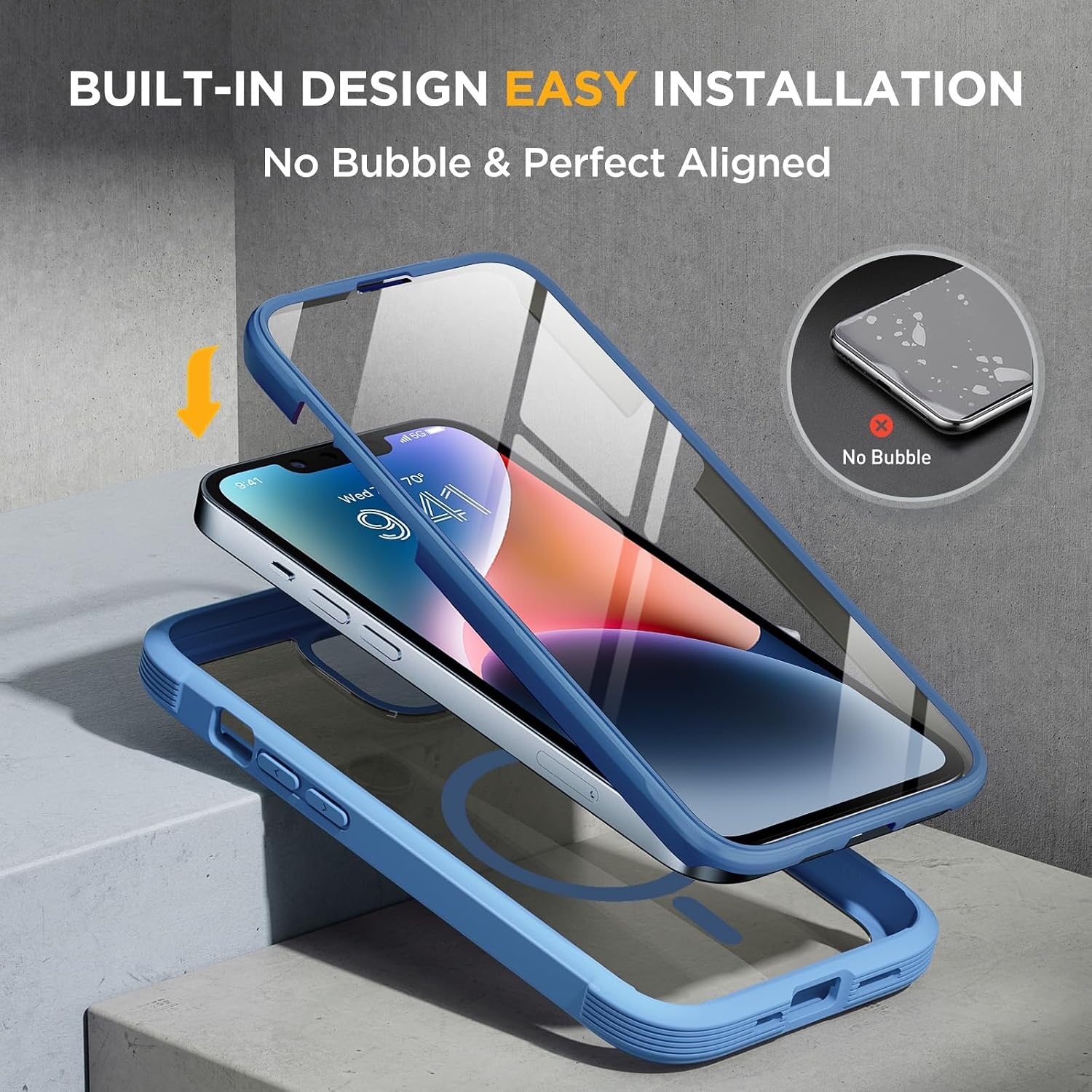 image:imageMiracase for iPhone SE Phone Case 3rd2nd Generation 2022 2020 FullBody with Builtin Glass Screen Protector Heavy Duty 360 Protective Shockproof Bumper Cover for iPhone 8SE BlackMagnetic Blue