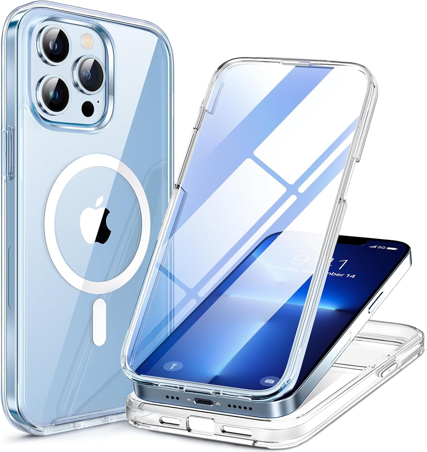 image:imageMiracase for iPhone SE Phone Case 3rd2nd Generation 2022 2020 FullBody with Builtin Glass Screen Protector Heavy Duty 360 Protective Shockproof Bumper Cover for iPhone 8SE BlackMagnetic Clear
