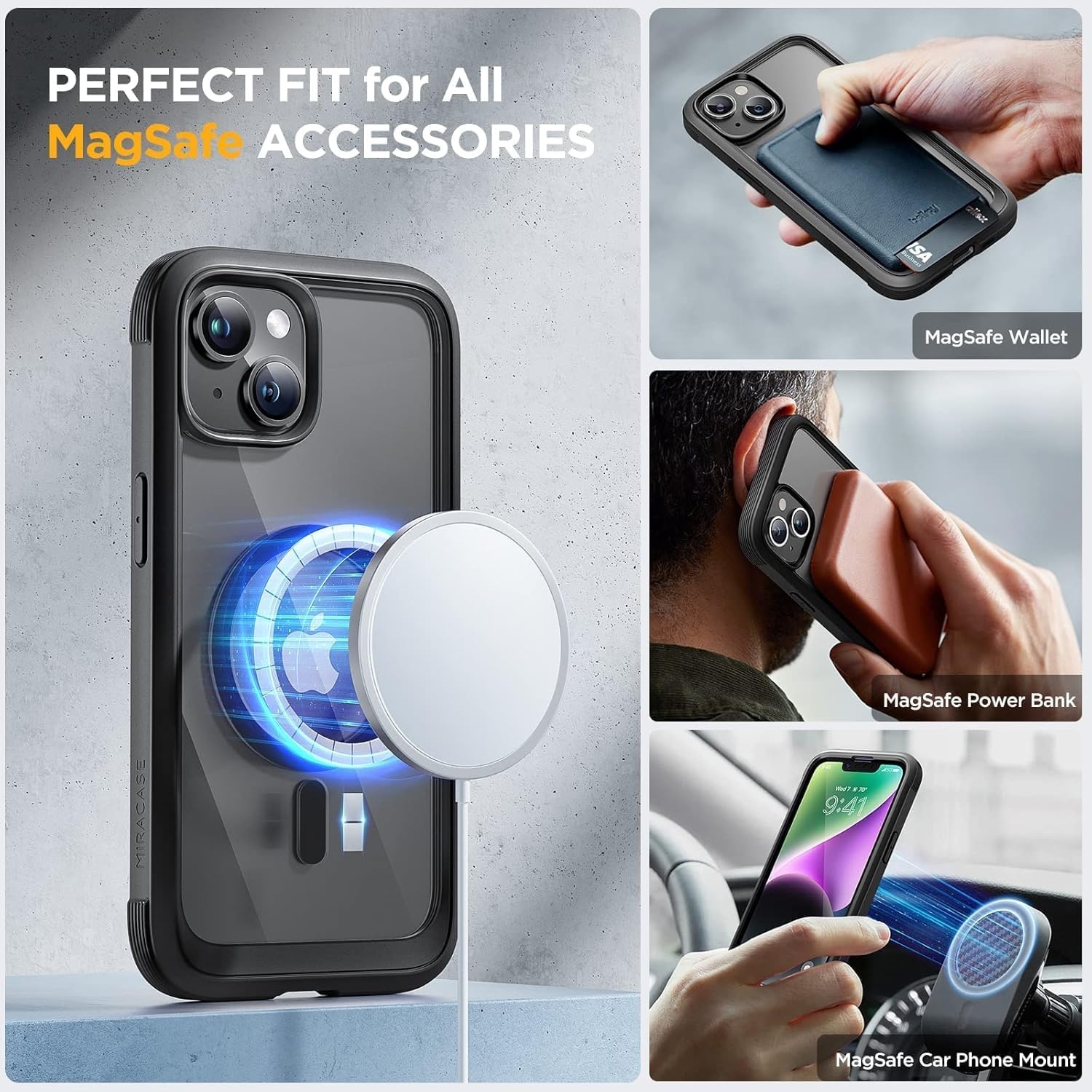 image:imageMiracase for iPhone SE Phone Case 3rd2nd Generation 2022 2020 FullBody with Builtin Glass Screen Protector Heavy Duty 360 Protective Shockproof Bumper Cover for iPhone 8SE BlackMagnetic Classic Black