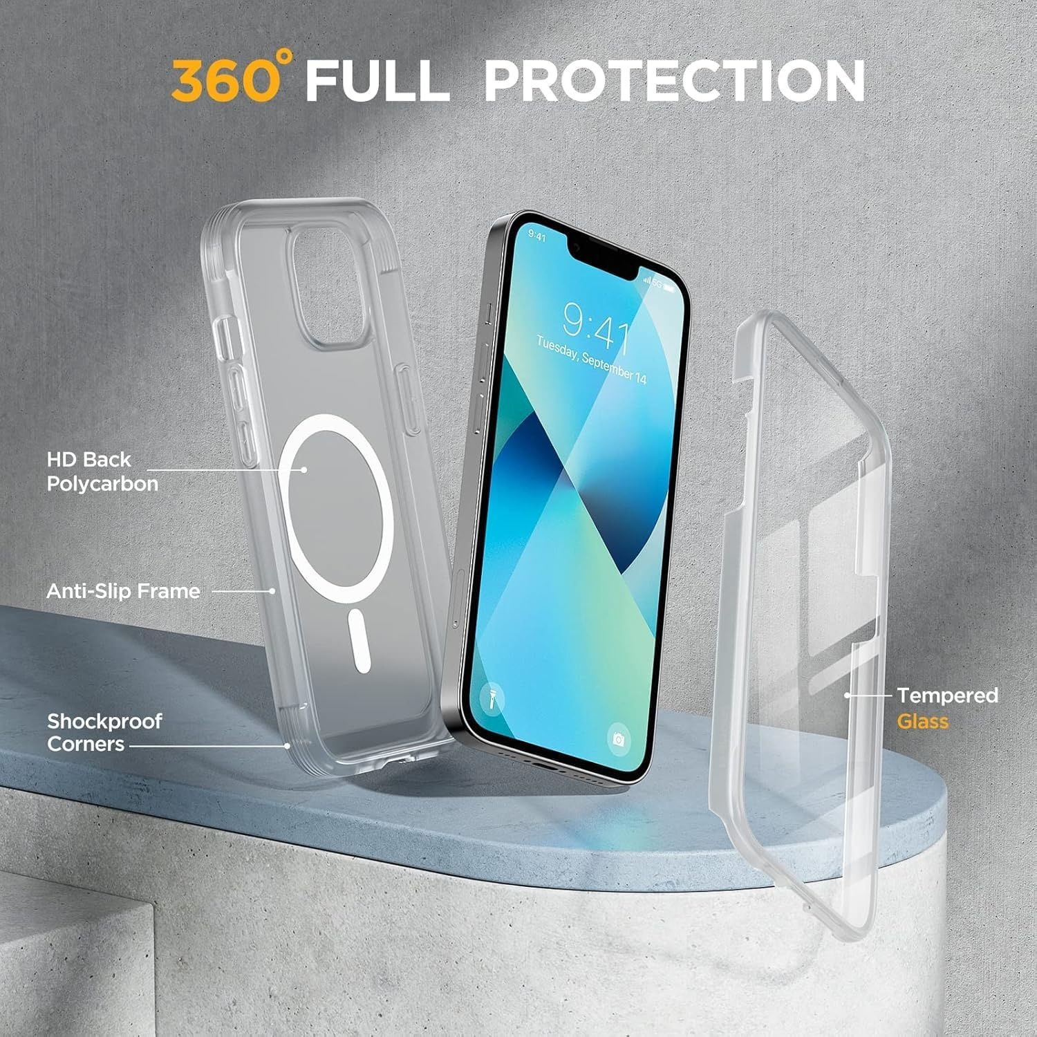image:imageMiracase for iPhone SE Phone Case 3rd2nd Generation 2022 2020 FullBody with Builtin Glass Screen Protector Heavy Duty 360 Protective Shockproof Bumper Cover for iPhone 8SE BlackMagnetic Clear