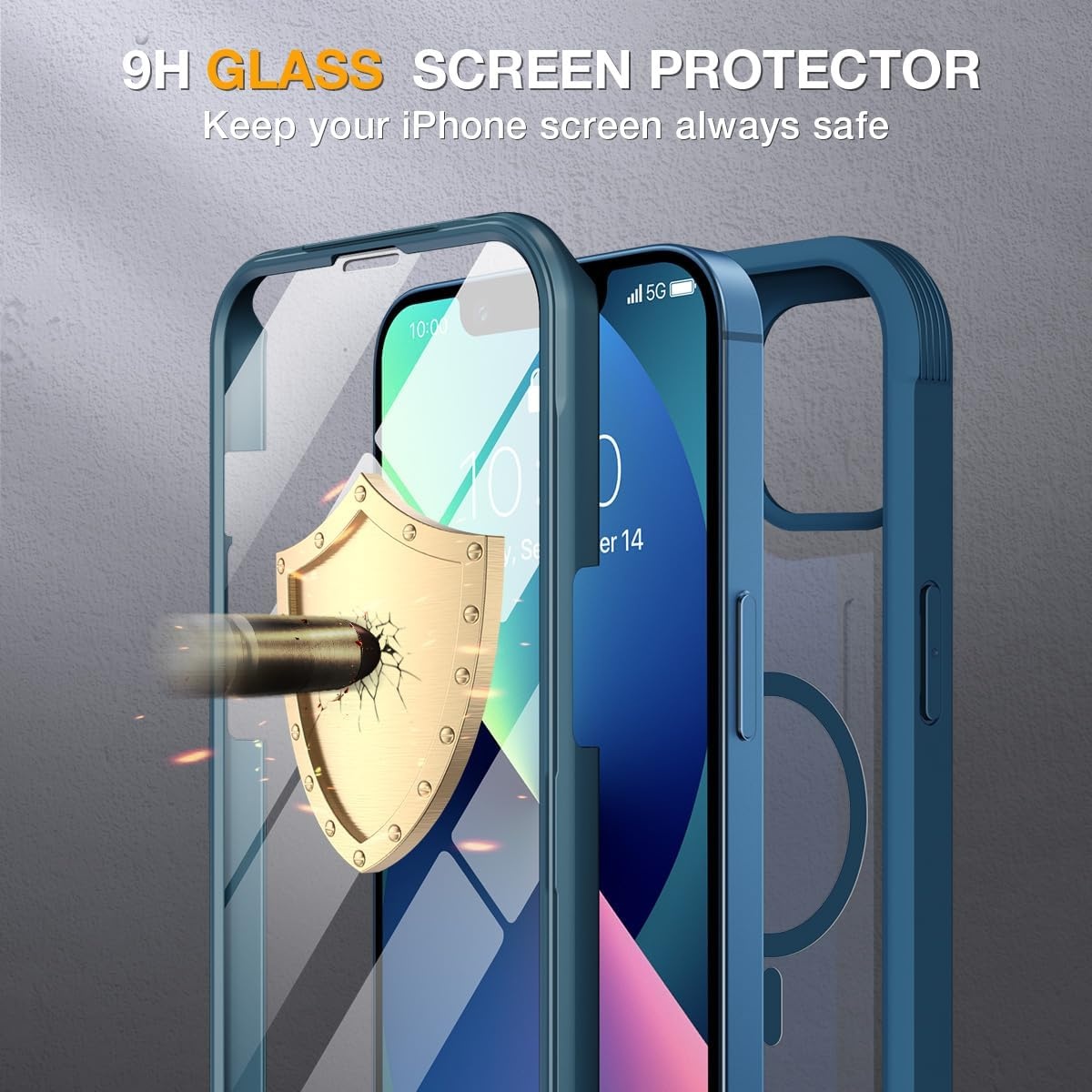 image:imageMiracase for iPhone SE Phone Case 3rd2nd Generation 2022 2020 FullBody with Builtin Glass Screen Protector Heavy Duty 360 Protective Shockproof Bumper Cover for iPhone 8SE BlackMagnetic Blue