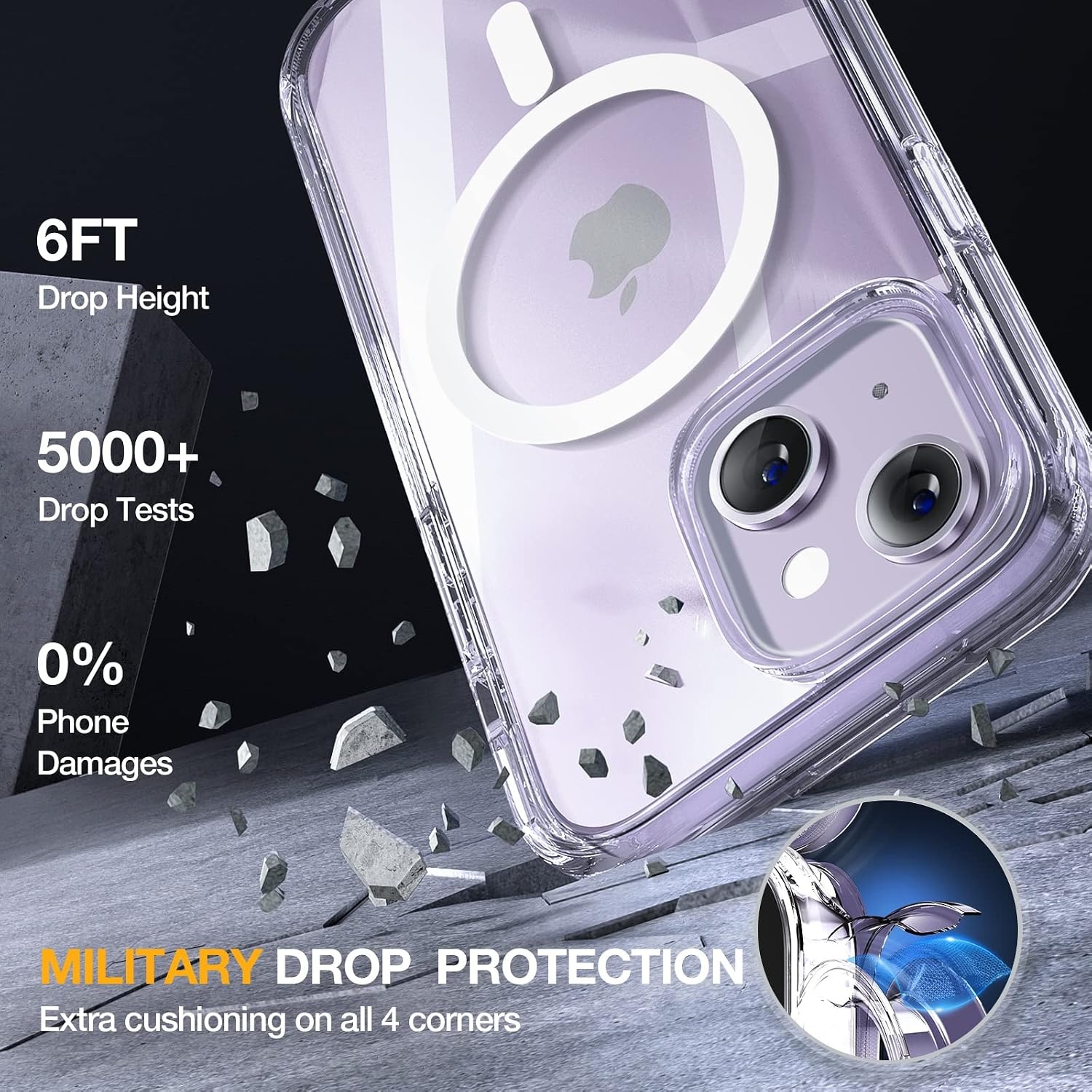 image:imageMiracase for iPhone SE Phone Case 3rd2nd Generation 2022 2020 FullBody with Builtin Glass Screen Protector Heavy Duty 360 Protective Shockproof Bumper Cover for iPhone 8SE BlackMagnetic Clear