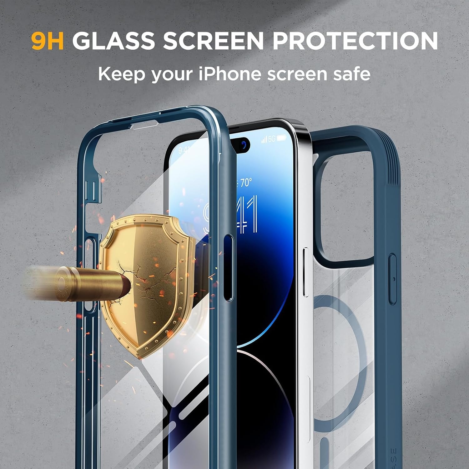 image:imageMiracase for iPhone SE Phone Case 3rd2nd Generation 2022 2020 FullBody with Builtin Glass Screen Protector Heavy Duty 360 Protective Shockproof Bumper Cover for iPhone 8SE BlackStorm Blue
