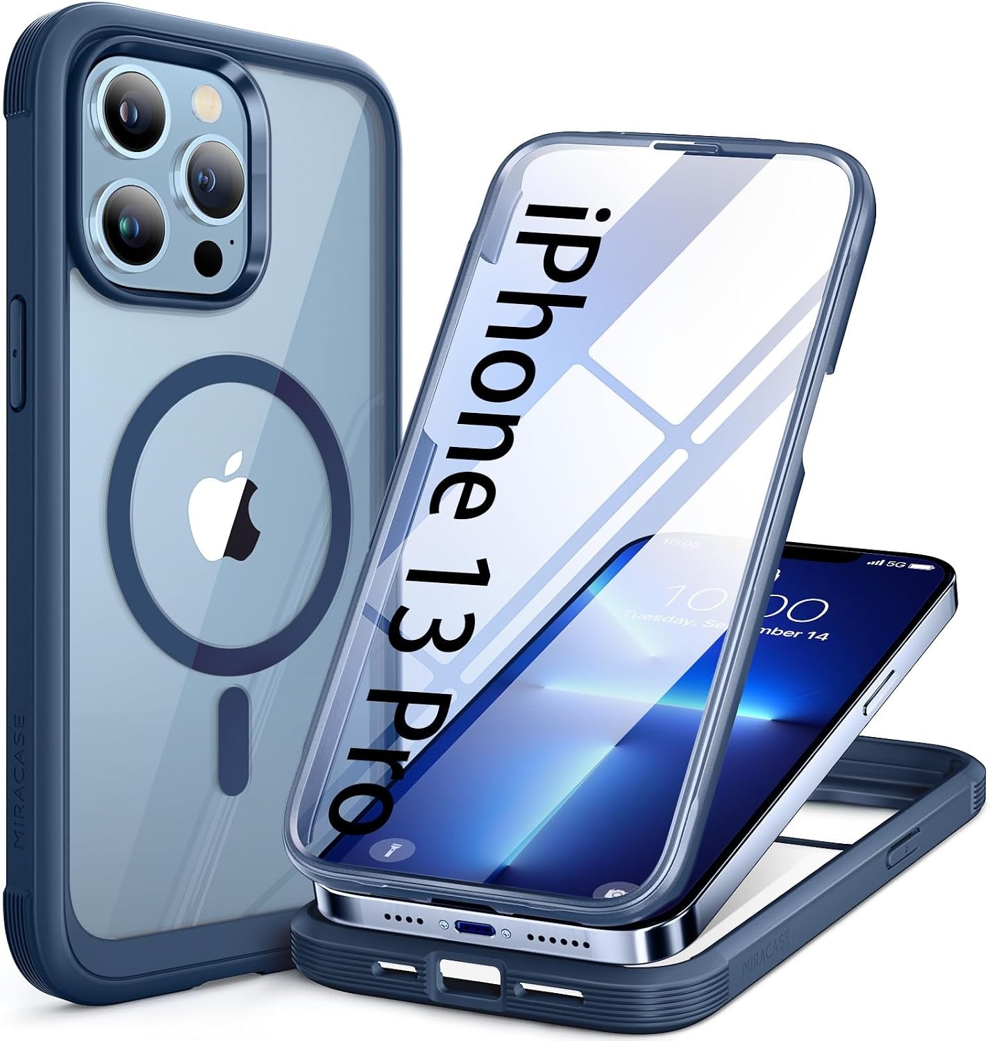 image:imageMiracase for iPhone SE Phone Case 3rd2nd Generation 2022 2020 FullBody with Builtin Glass Screen Protector Heavy Duty 360 Protective Shockproof Bumper Cover for iPhone 8SE BlackMagnetic Blue