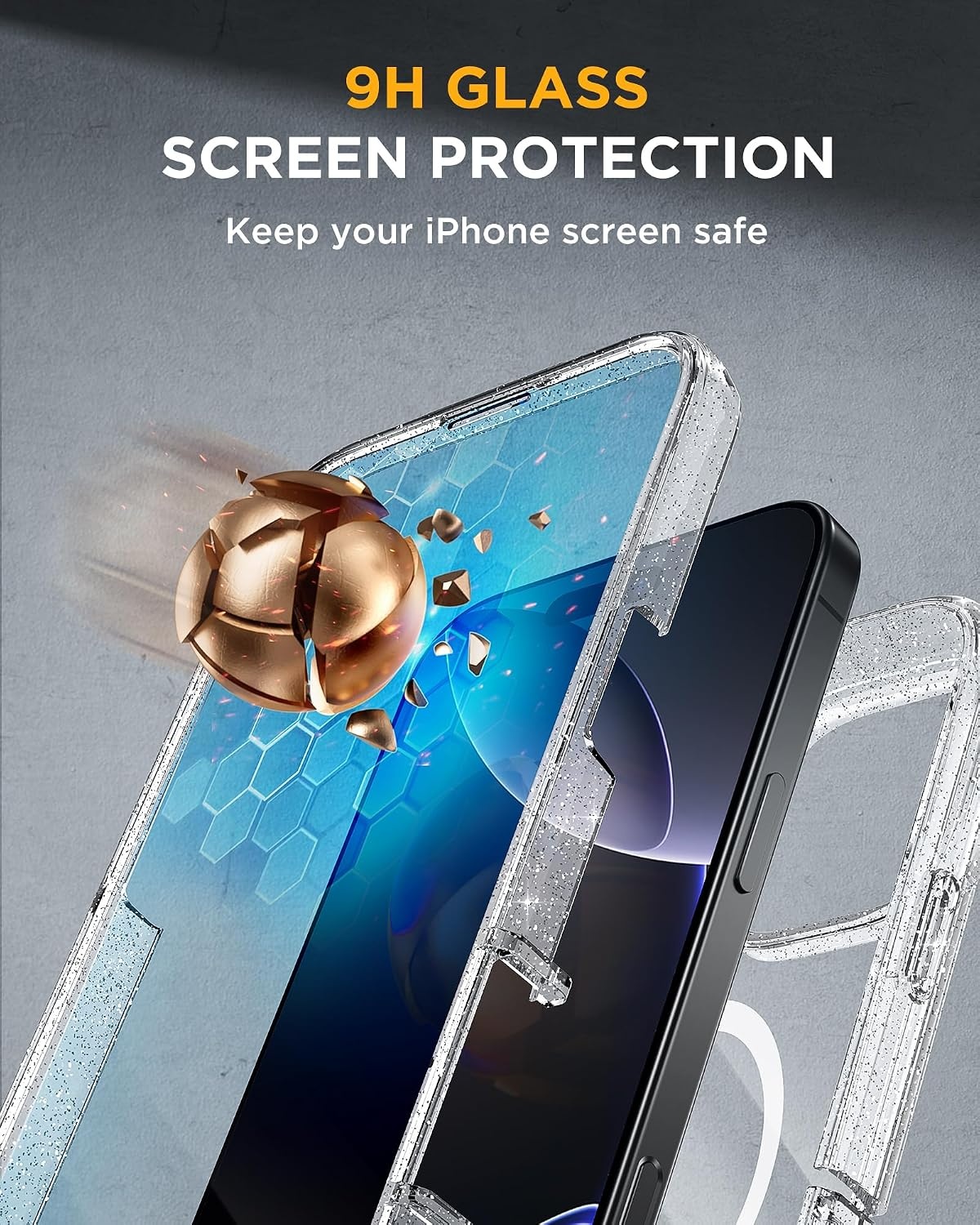 image:imageMiracase for iPhone SE Phone Case 3rd2nd Generation 2022 2020 FullBody with Builtin Glass Screen Protector Heavy Duty 360 Protective Shockproof Bumper Cover for iPhone 8SE BlackMagnetic Clear Glitter