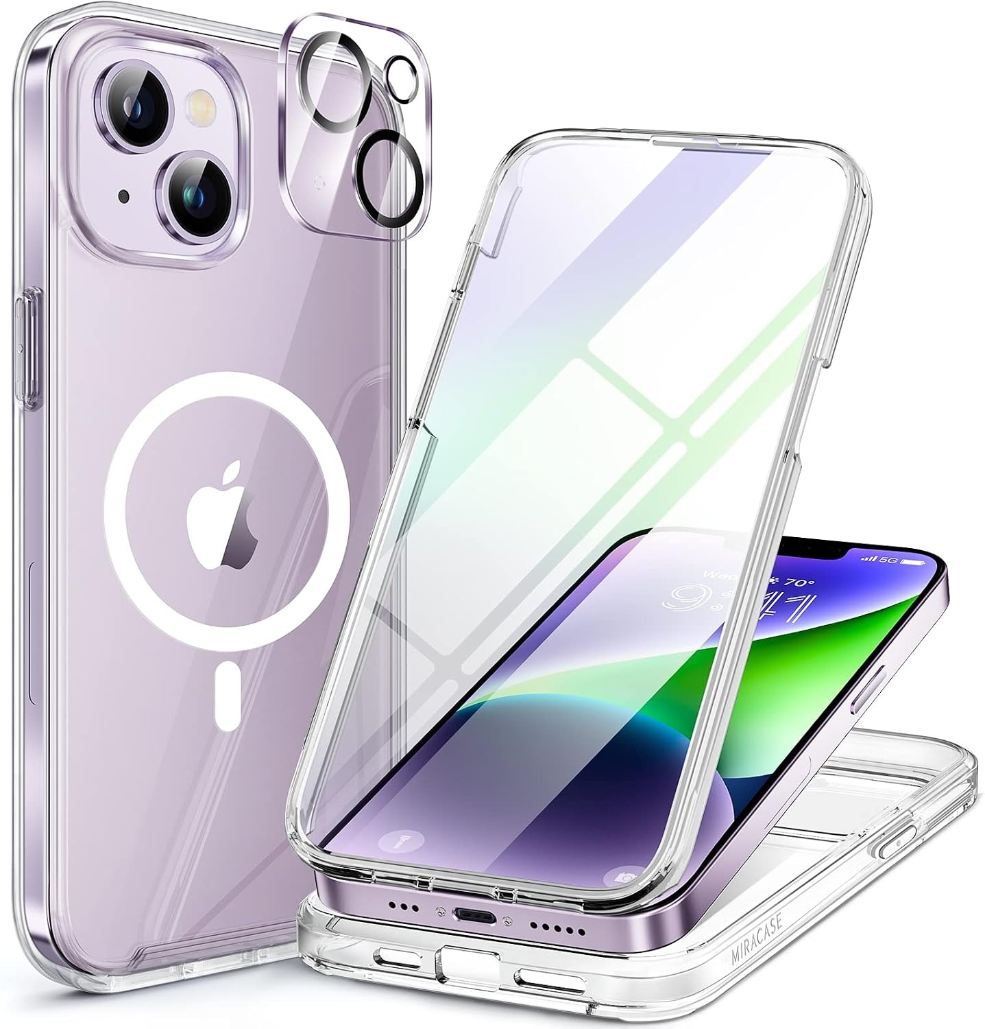 image:imageMiracase for iPhone SE Phone Case 3rd2nd Generation 2022 2020 FullBody with Builtin Glass Screen Protector Heavy Duty 360 Protective Shockproof Bumper Cover for iPhone 8SE BlackMagnetic Clear