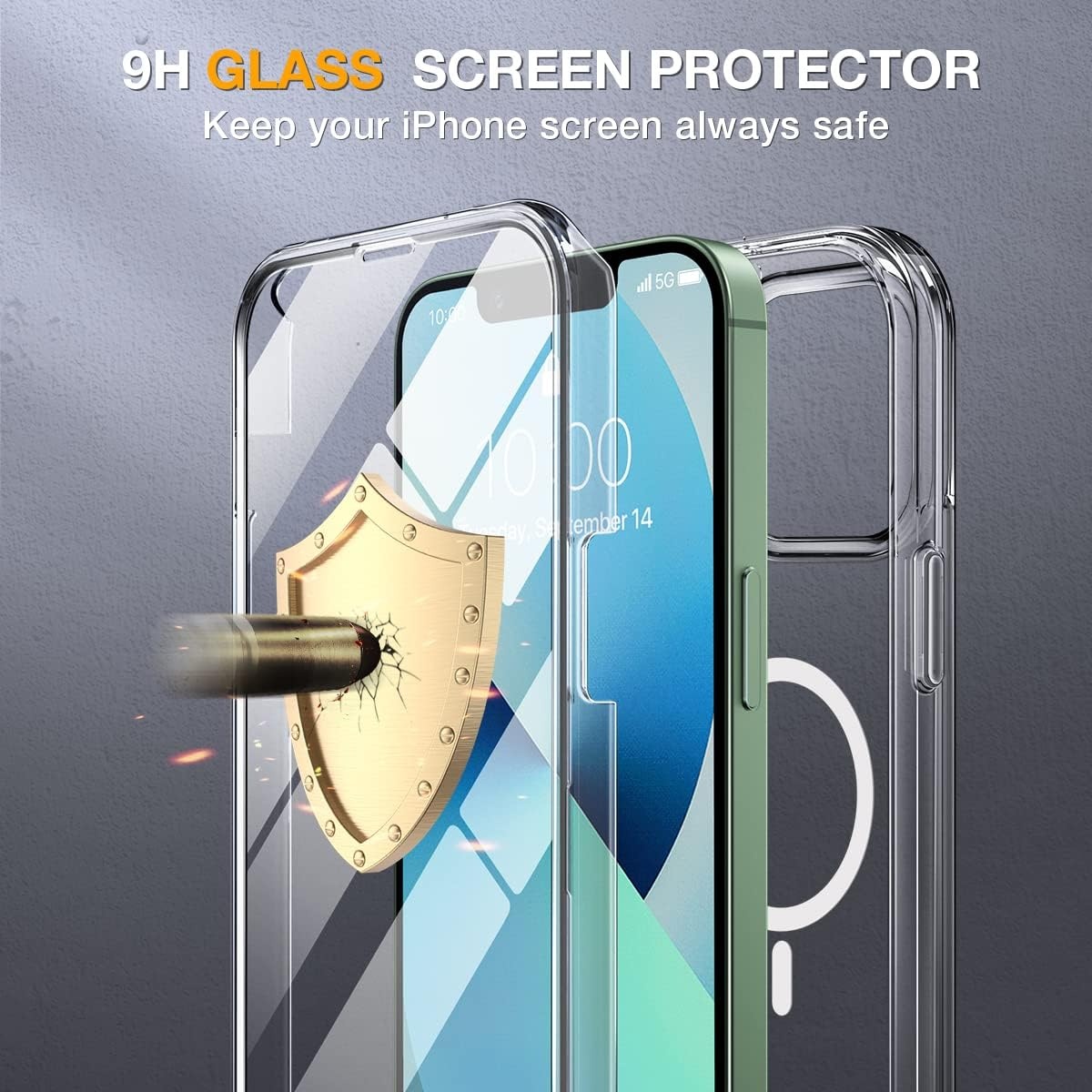 image:imageMiracase for iPhone SE Phone Case 3rd2nd Generation 2022 2020 FullBody with Builtin Glass Screen Protector Heavy Duty 360 Protective Shockproof Bumper Cover for iPhone 8SE BlackMagnetic Clear