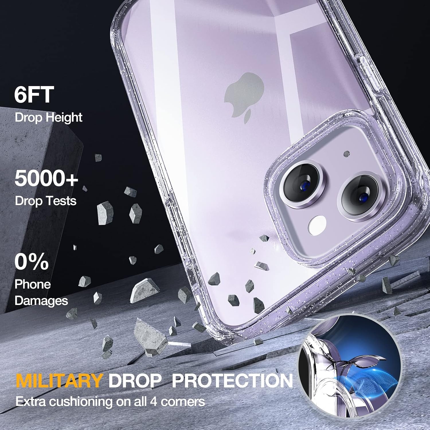 image:imageMiracase for iPhone SE Phone Case 3rd2nd Generation 2022 2020 FullBody with Builtin Glass Screen Protector Heavy Duty 360 Protective Shockproof Bumper Cover for iPhone 8SE BlackClear Glitter
