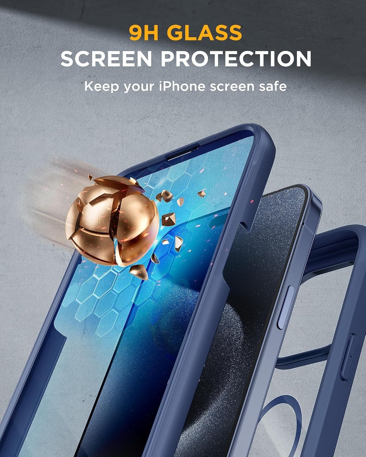 image:imageMiracase for iPhone SE Phone Case 3rd2nd Generation 2022 2020 FullBody with Builtin Glass Screen Protector Heavy Duty 360 Protective Shockproof Bumper Cover for iPhone 8SE BlackMagnetic Blue