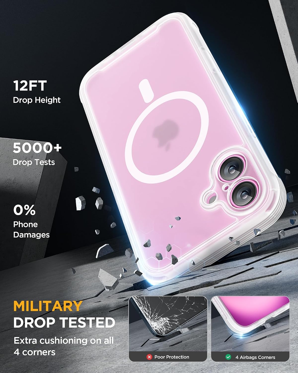 image:imageMiracase for iPhone SE Phone Case 3rd2nd Generation 2022 2020 FullBody with Builtin Glass Screen Protector Heavy Duty 360 Protective Shockproof Bumper Cover for iPhone 8SE BlackMagnetic Matte Clear