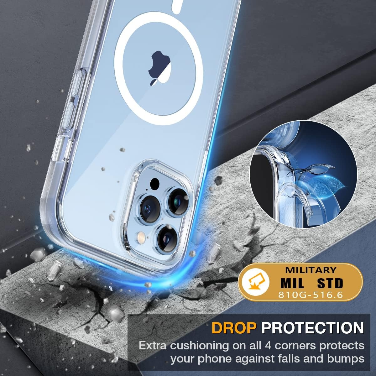 image:imageMiracase for iPhone SE Phone Case 3rd2nd Generation 2022 2020 FullBody with Builtin Glass Screen Protector Heavy Duty 360 Protective Shockproof Bumper Cover for iPhone 8SE BlackMagnetic Clear