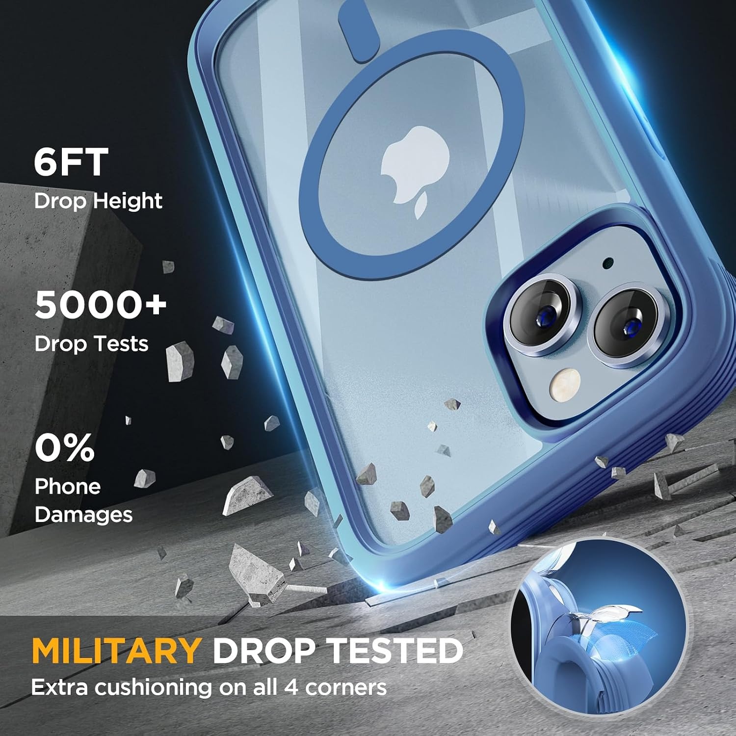 image:imageMiracase for iPhone SE Phone Case 3rd2nd Generation 2022 2020 FullBody with Builtin Glass Screen Protector Heavy Duty 360 Protective Shockproof Bumper Cover for iPhone 8SE BlackMagnetic Blue