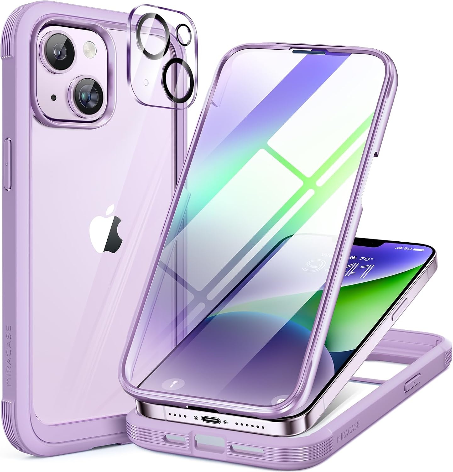 image:imageMiracase for iPhone SE Phone Case 3rd2nd Generation 2022 2020 FullBody with Builtin Glass Screen Protector Heavy Duty 360 Protective Shockproof Bumper Cover for iPhone 8SE BlackPurple