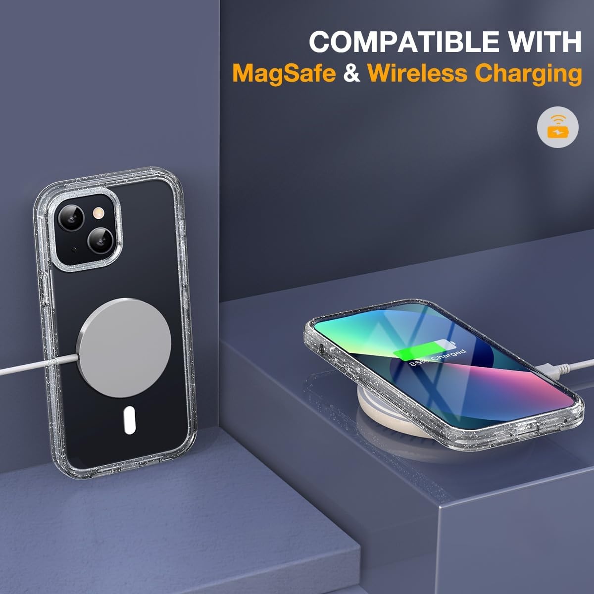 image:imageMiracase for iPhone SE Phone Case 3rd2nd Generation 2022 2020 FullBody with Builtin Glass Screen Protector Heavy Duty 360 Protective Shockproof Bumper Cover for iPhone 8SE BlackMagnetic Clear Glitter
