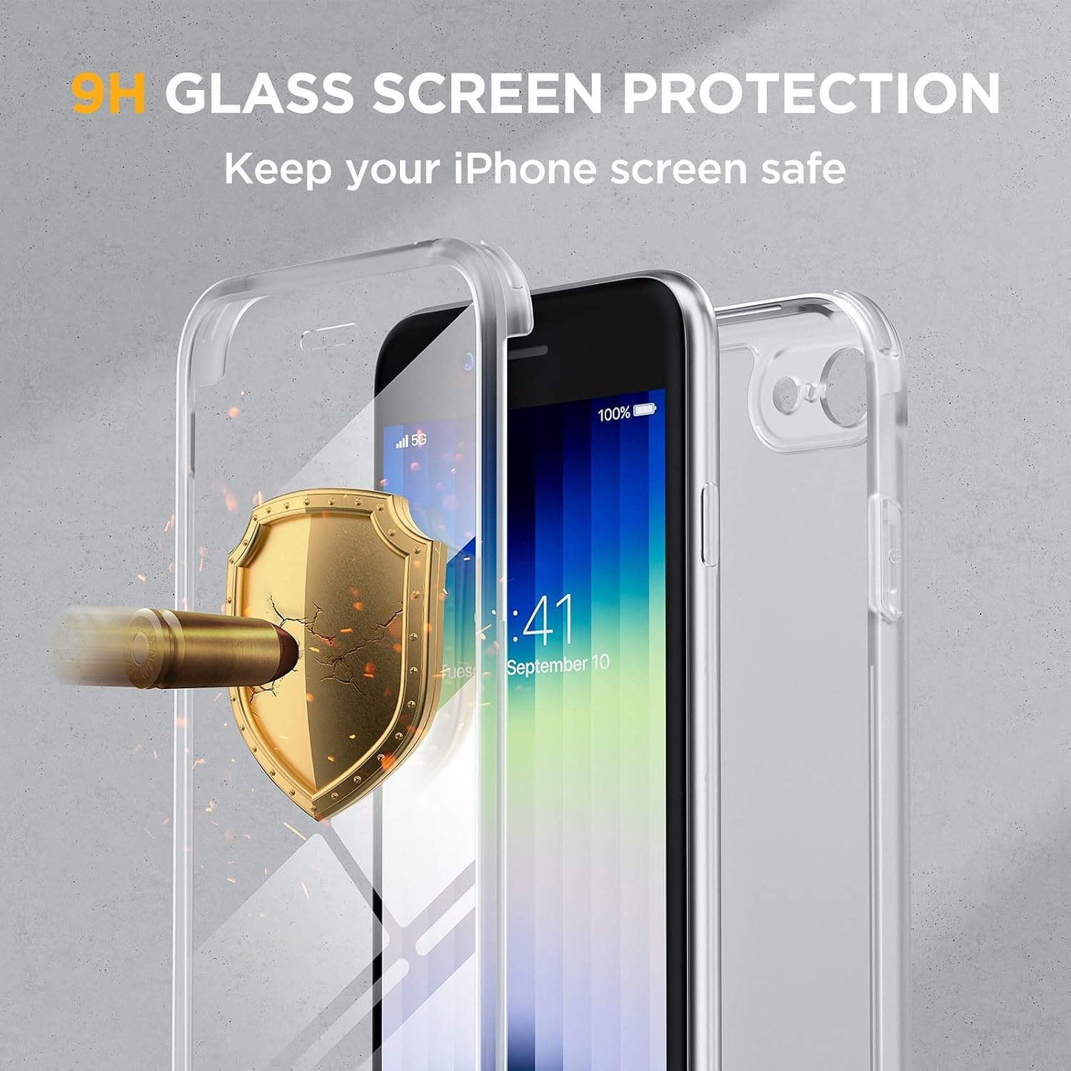 image:imageMiracase for iPhone SE Phone Case 3rd2nd Generation 2022 2020 FullBody with Builtin Glass Screen Protector Heavy Duty 360 Protective Shockproof Bumper Cover for iPhone 8SE BlackMatte Clear