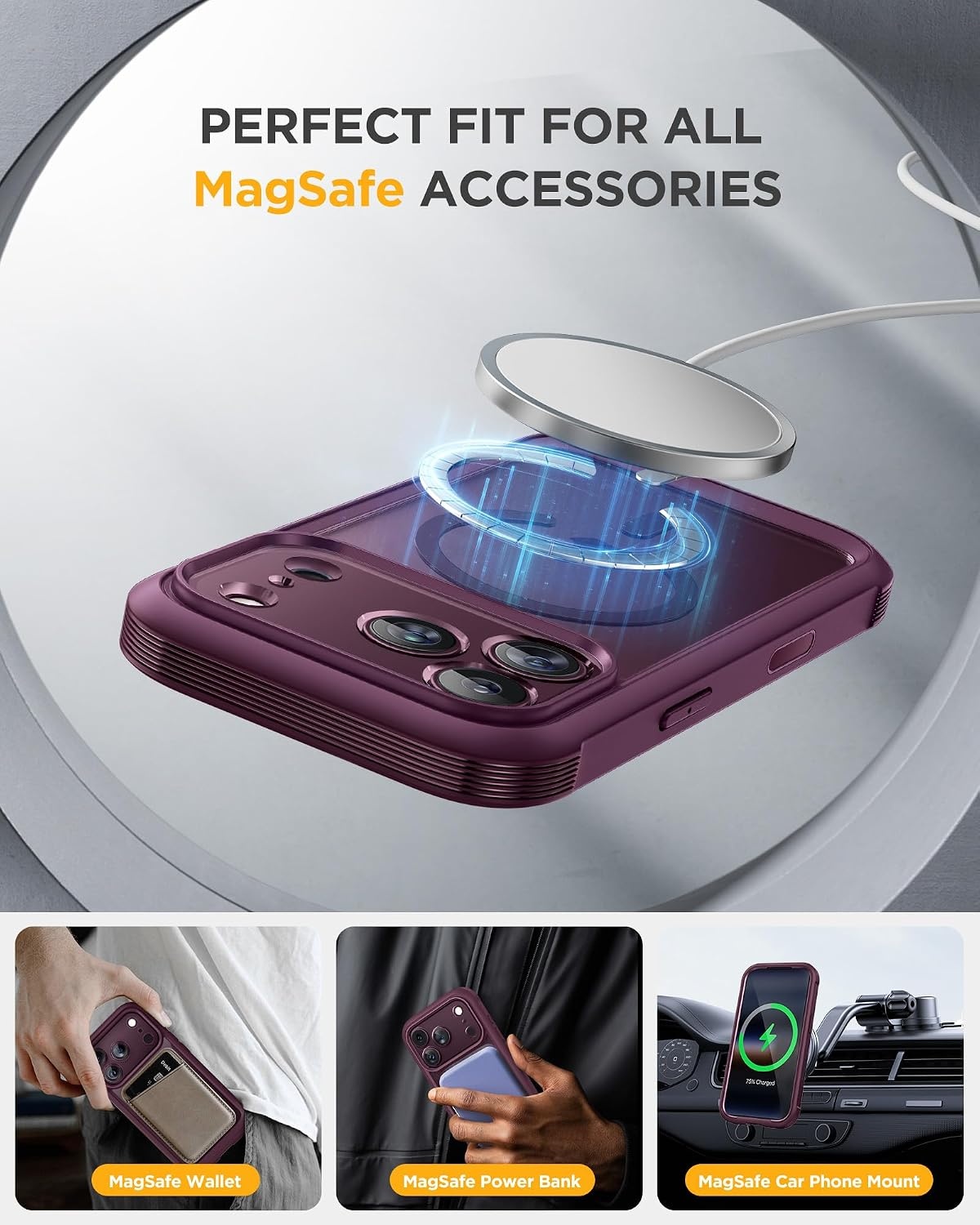 image:imageMiracase for iPhone SE Phone Case 3rd2nd Generation 2022 2020 FullBody with Builtin Glass Screen Protector Heavy Duty 360 Protective Shockproof Bumper Cover for iPhone 8SE BlackBurgundy