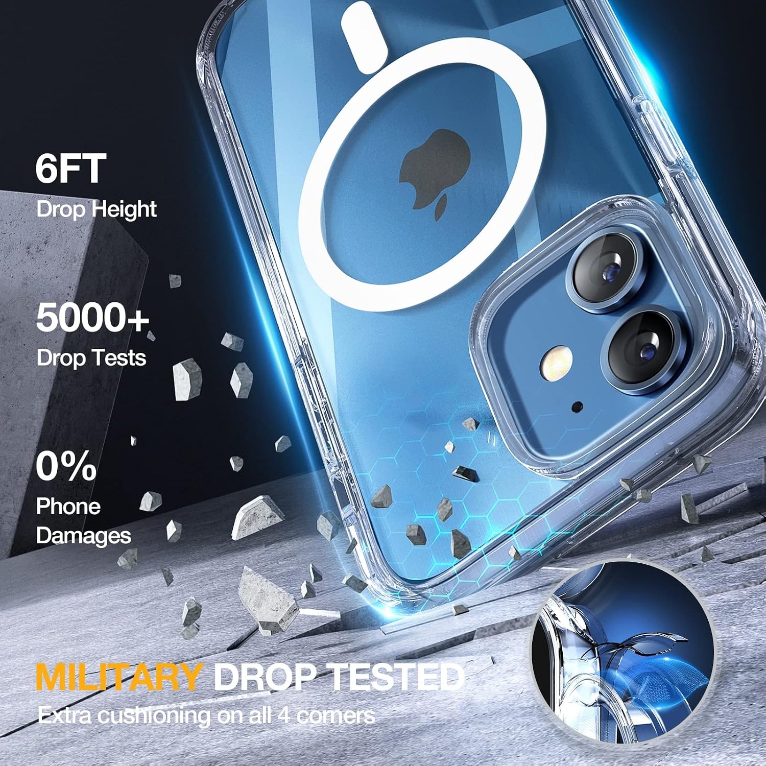 image:imageMiracase for iPhone SE Phone Case 3rd2nd Generation 2022 2020 FullBody with Builtin Glass Screen Protector Heavy Duty 360 Protective Shockproof Bumper Cover for iPhone 8SE BlackMagnetic Clear