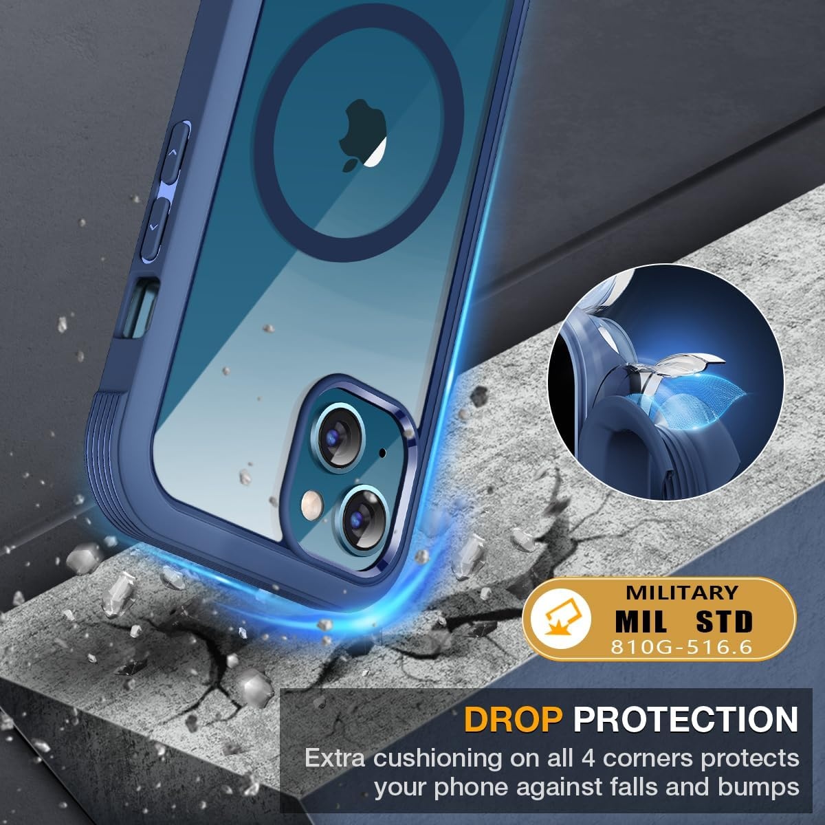 image:imageMiracase for iPhone SE Phone Case 3rd2nd Generation 2022 2020 FullBody with Builtin Glass Screen Protector Heavy Duty 360 Protective Shockproof Bumper Cover for iPhone 8SE BlackMagnetic Blue